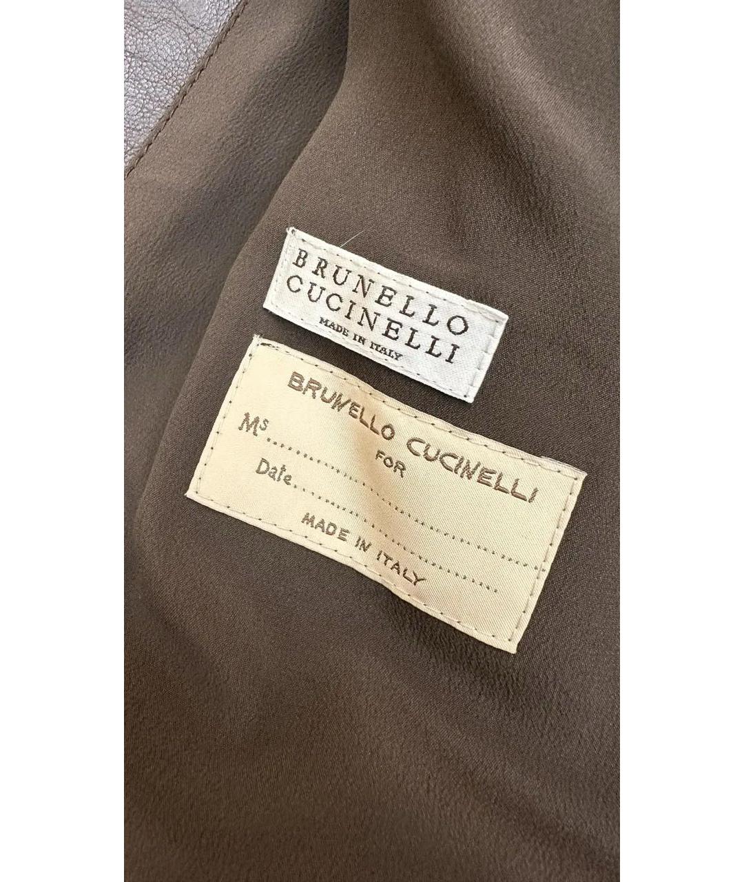 BRUNELLO CUCINELLI Коричневая кожаная куртка, фото 4