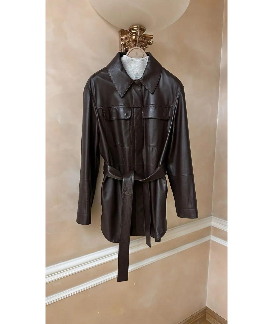 BRUNELLO CUCINELLI Коричневая кожаная куртка, фото 8