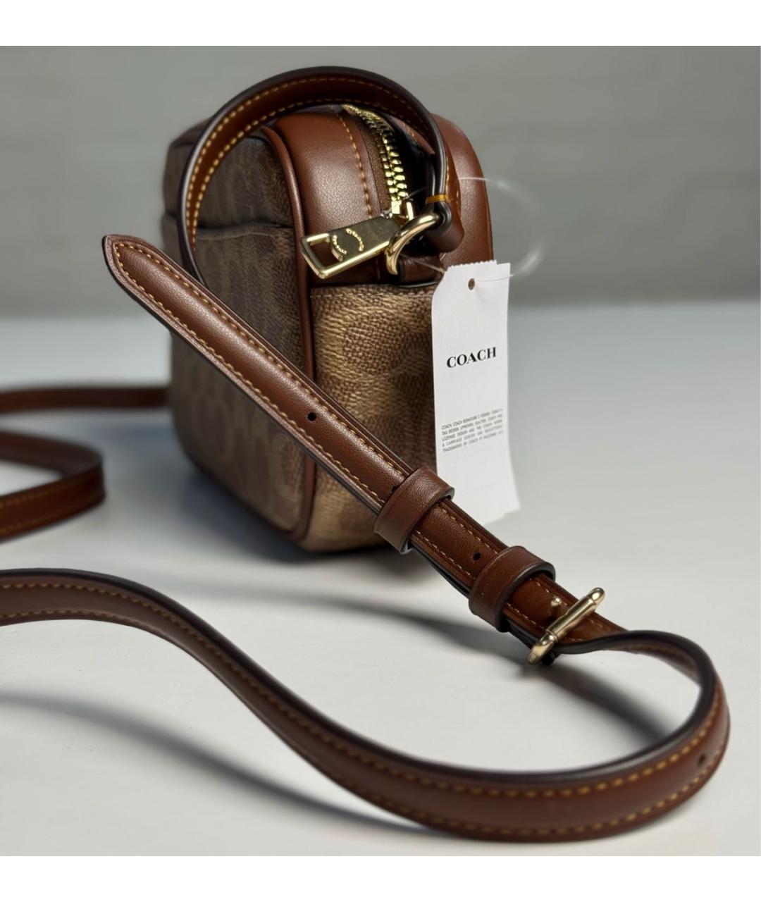 COACH Коричневая кожаная сумка через плечо, фото 4