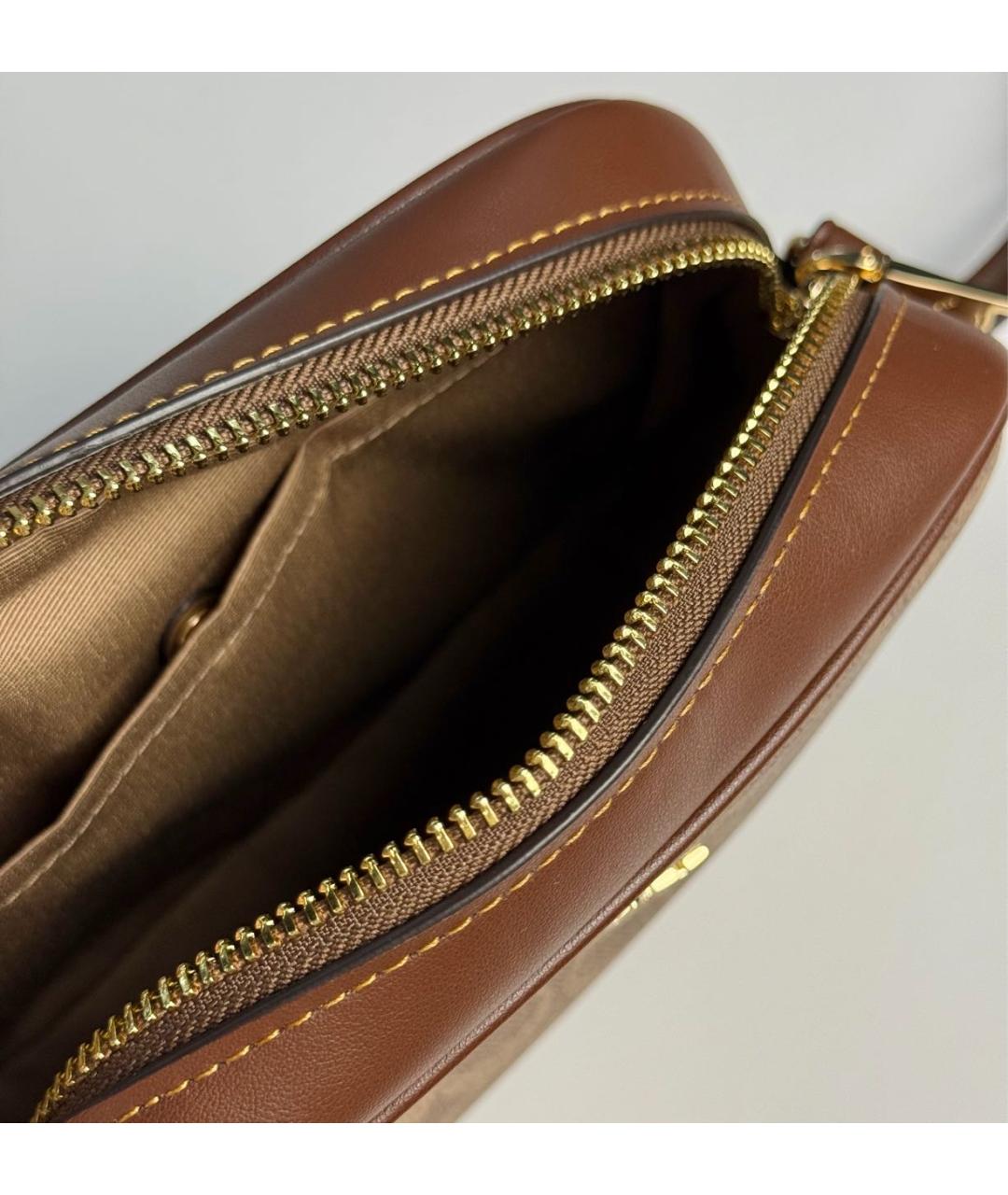 COACH Коричневая кожаная сумка через плечо, фото 8