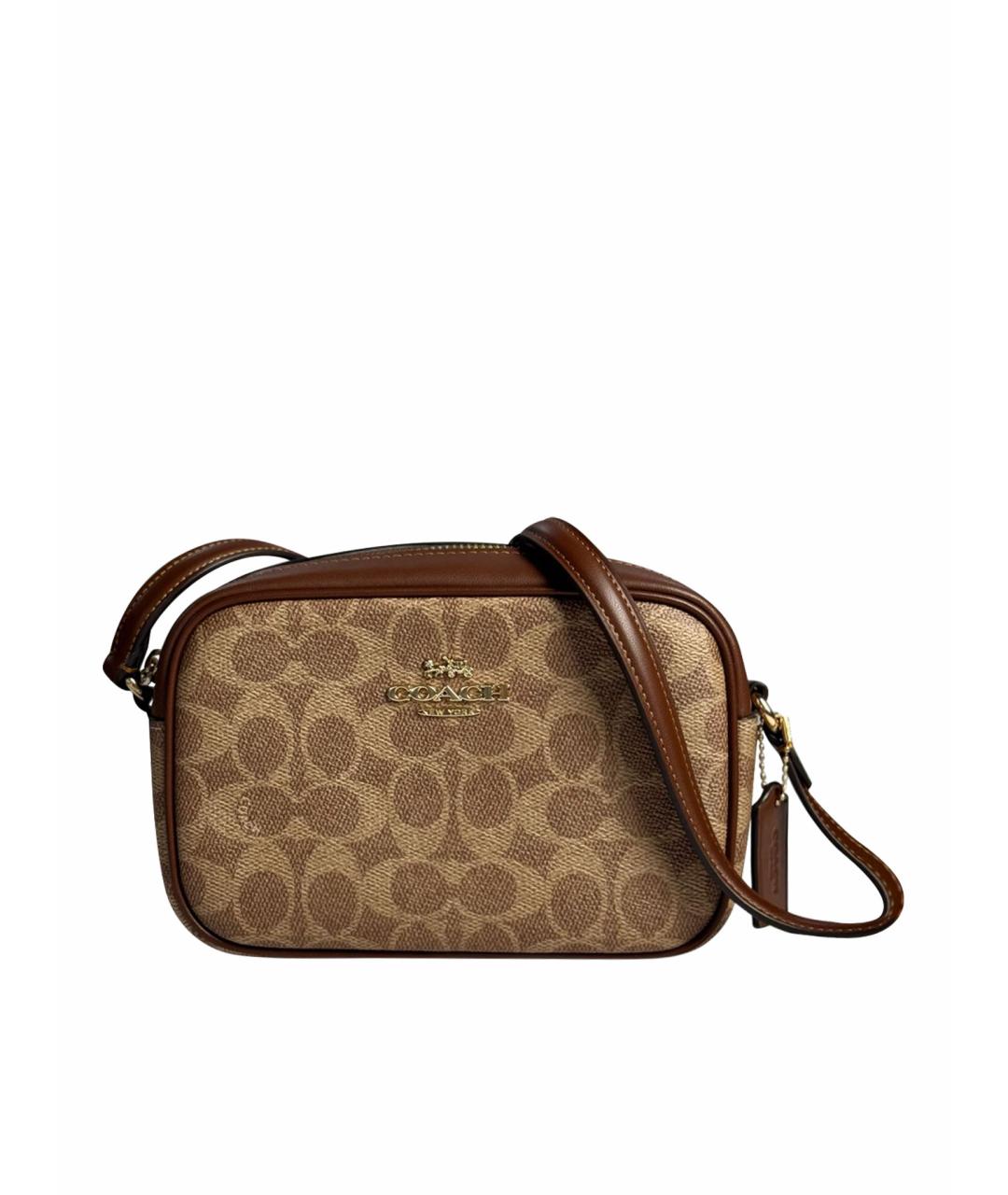COACH Коричневая кожаная сумка через плечо, фото 1