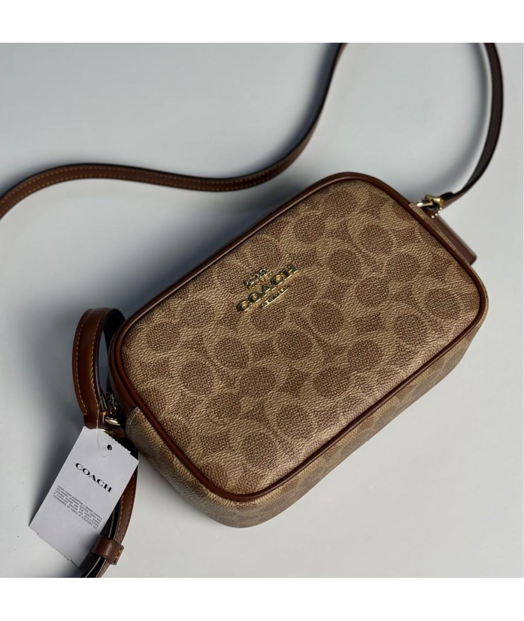 COACH Коричневая кожаная сумка через плечо, фото 6