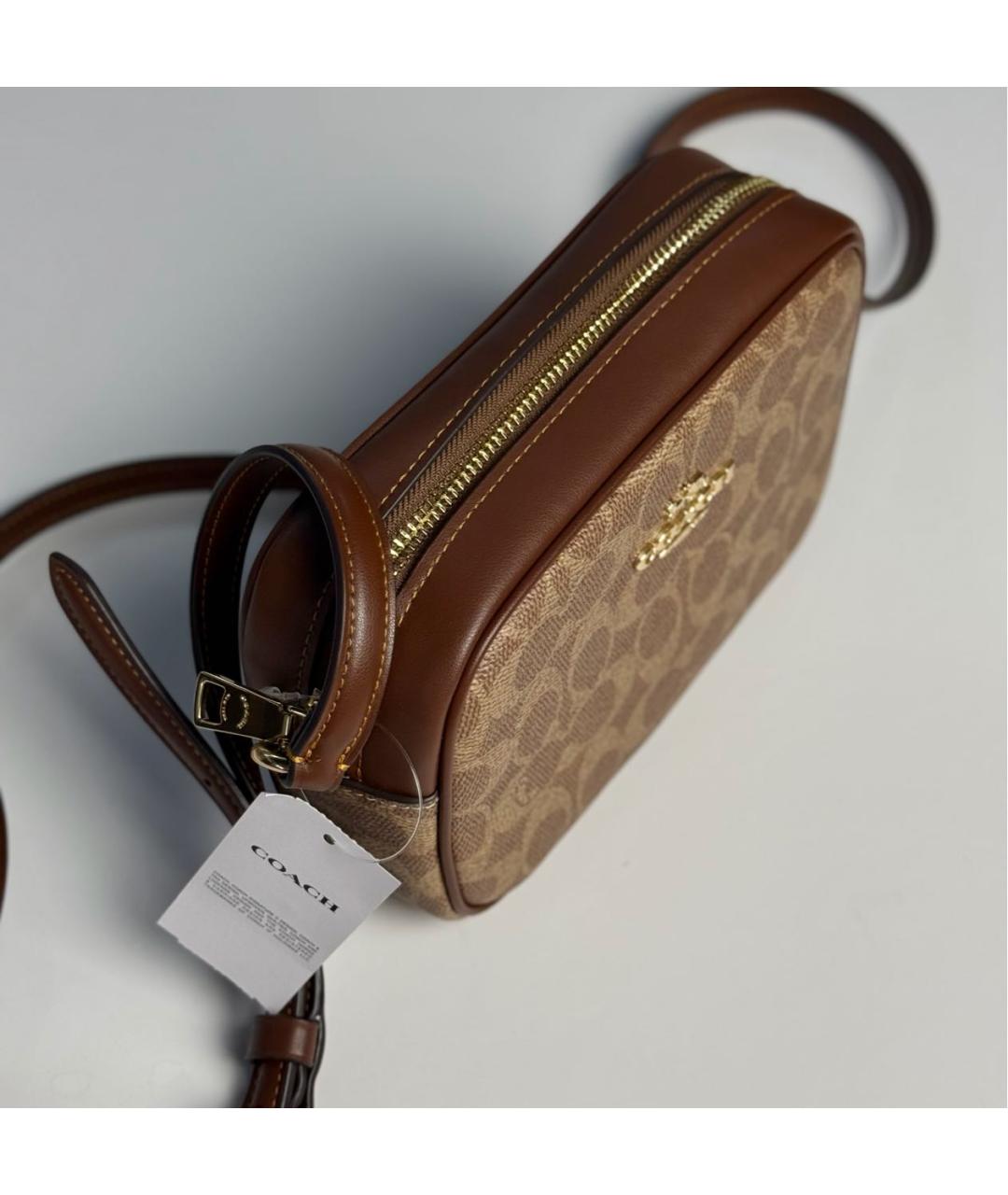 COACH Коричневая кожаная сумка через плечо, фото 5