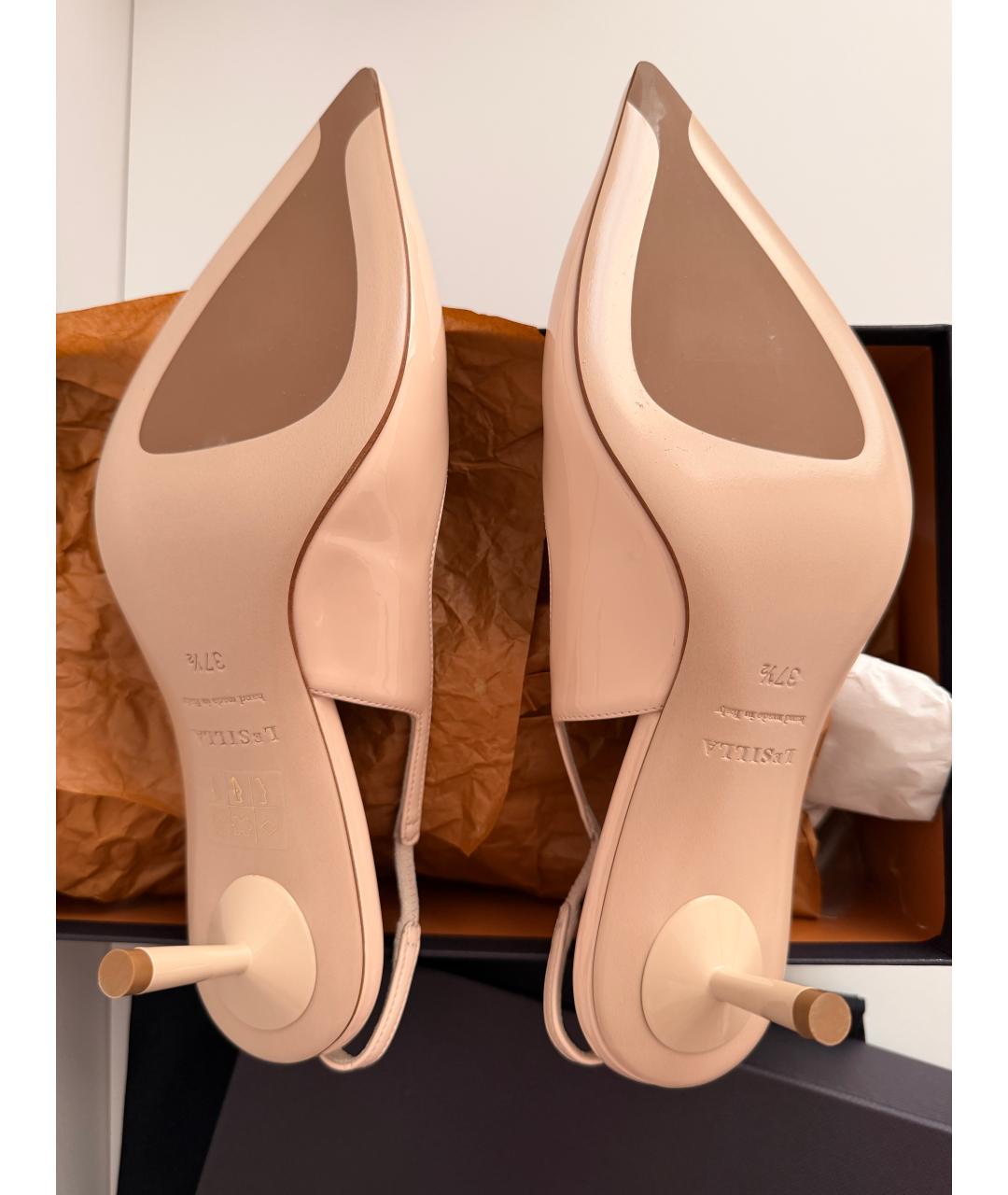 LE SILLA Бежевые туфли из лакированной кожи, фото 5