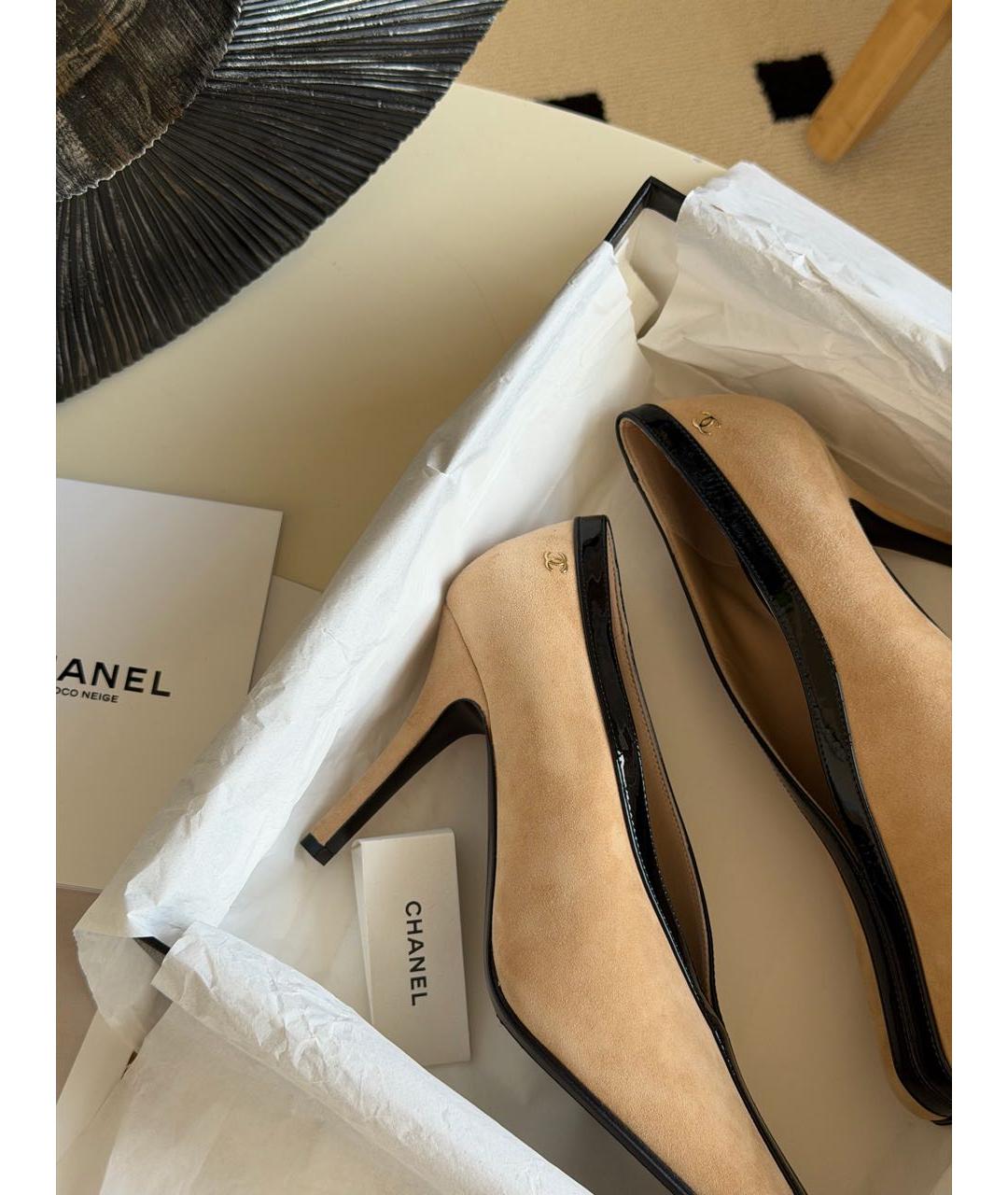 CHANEL Бежевые замшевые туфли, фото 4