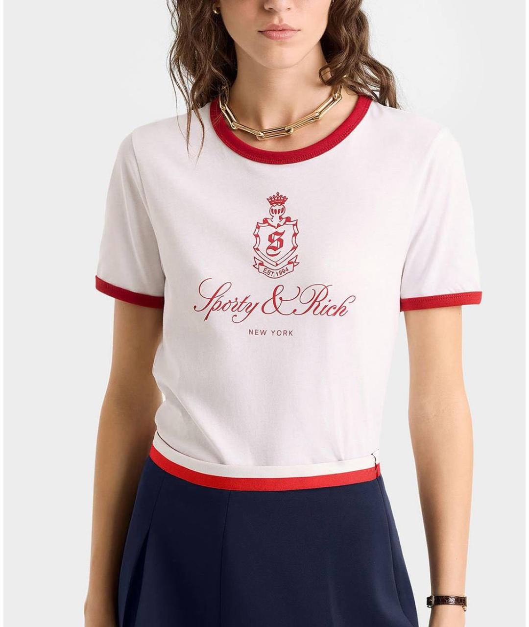 SPORTY AND RICH Белая хлопковая футболка, фото 2