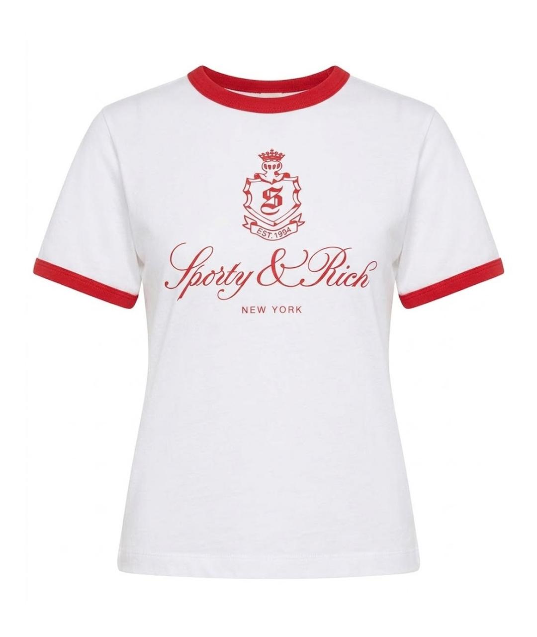 SPORTY AND RICH Белая хлопковая футболка, фото 1