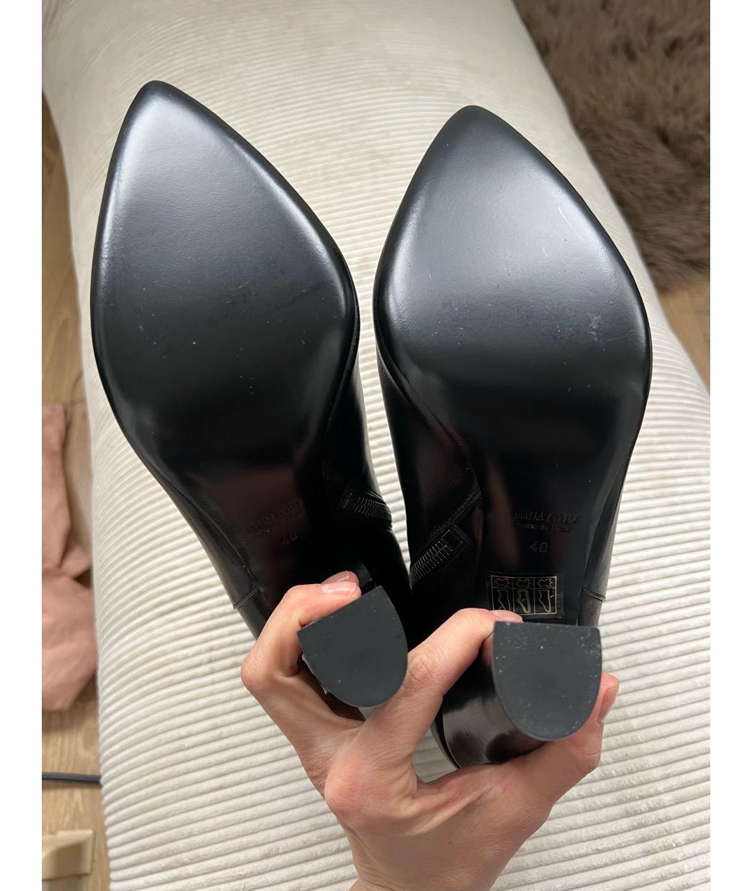 MIU MIU Черные кожаные ботильоны, фото 4