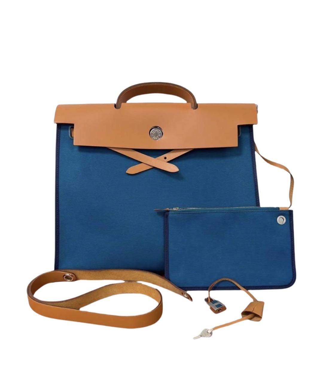 HERMES Синяя тканевая сумка через плечо, фото 1