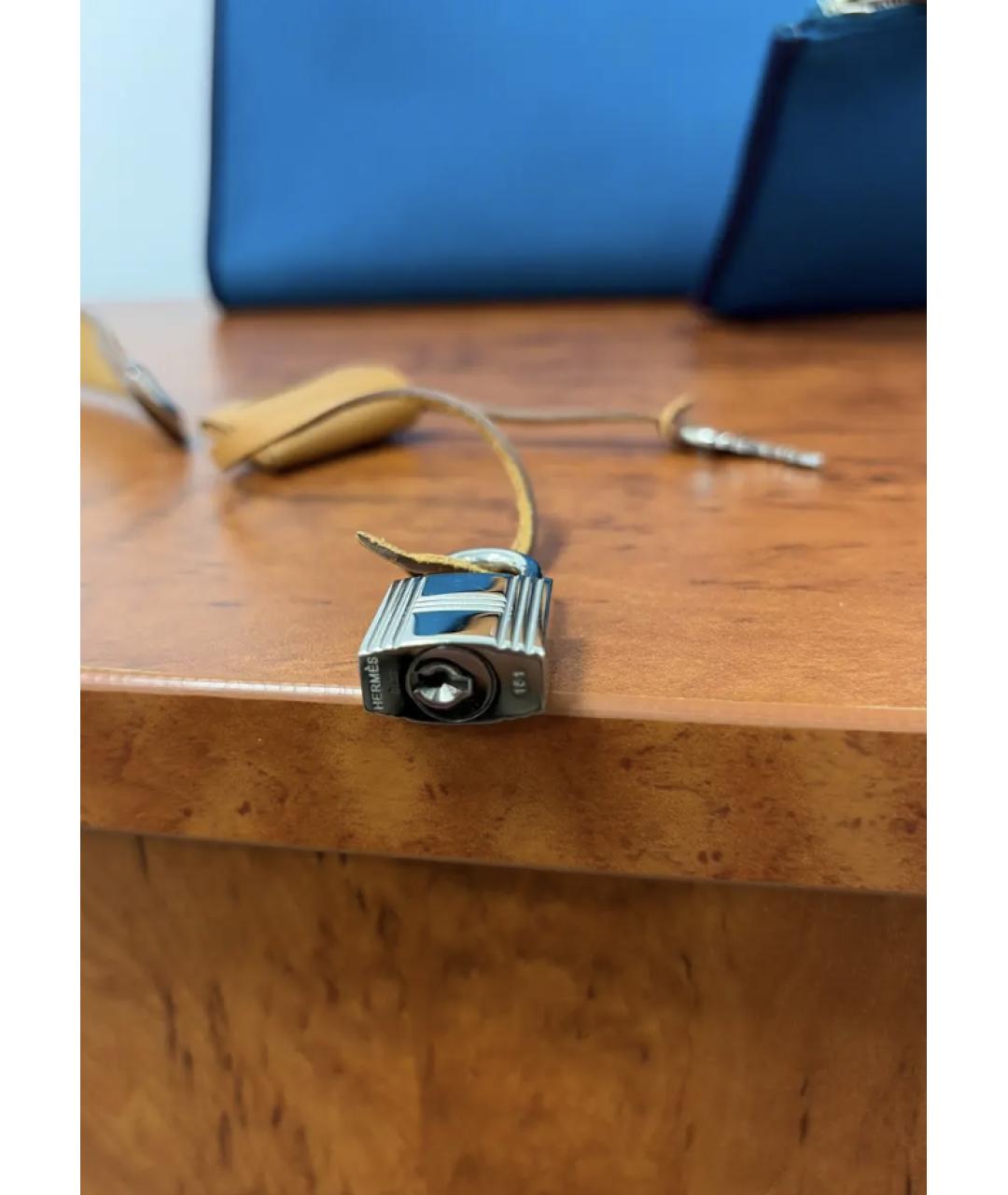 HERMES Синяя тканевая сумка через плечо, фото 2