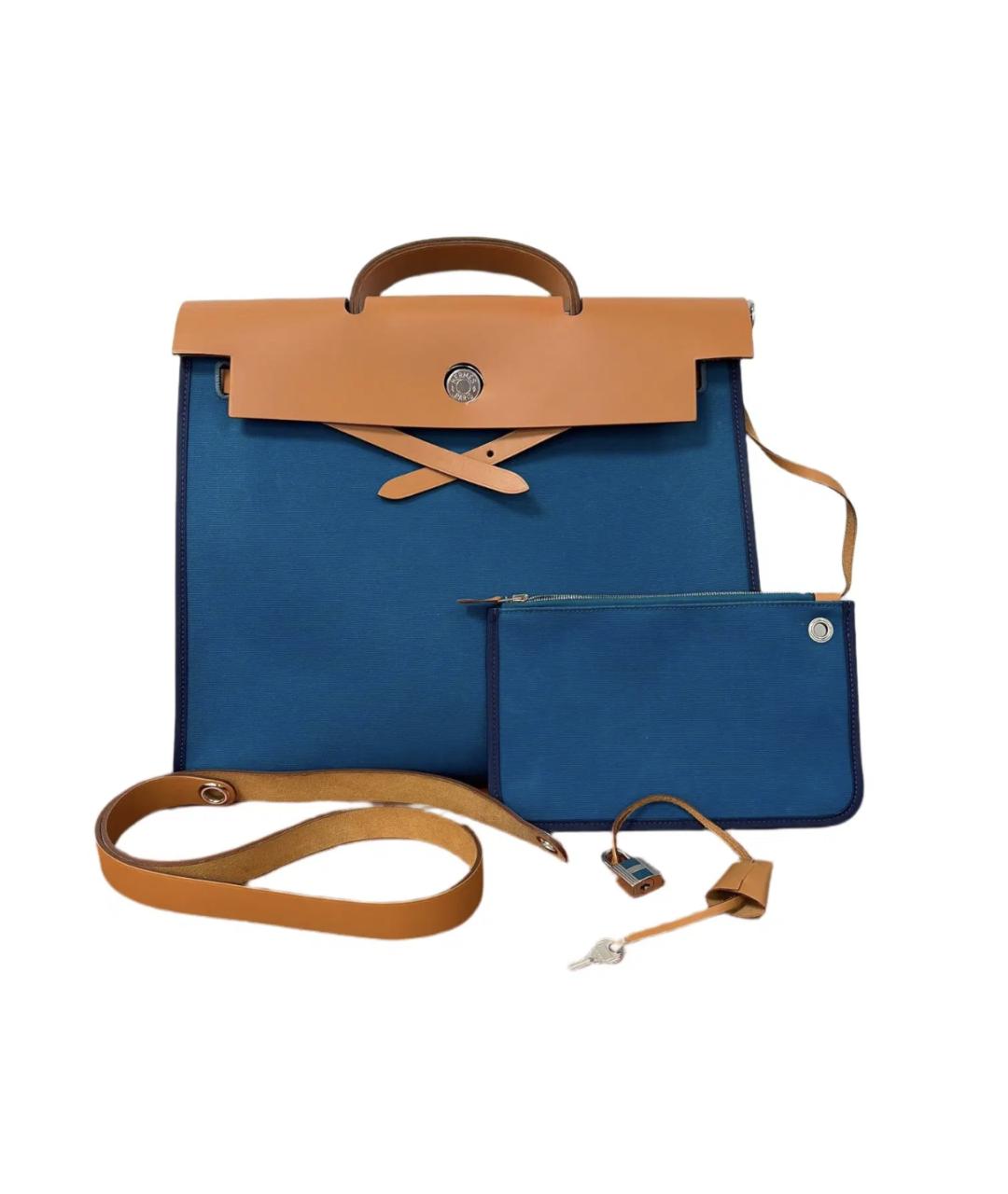 HERMES Синяя тканевая сумка через плечо, фото 5