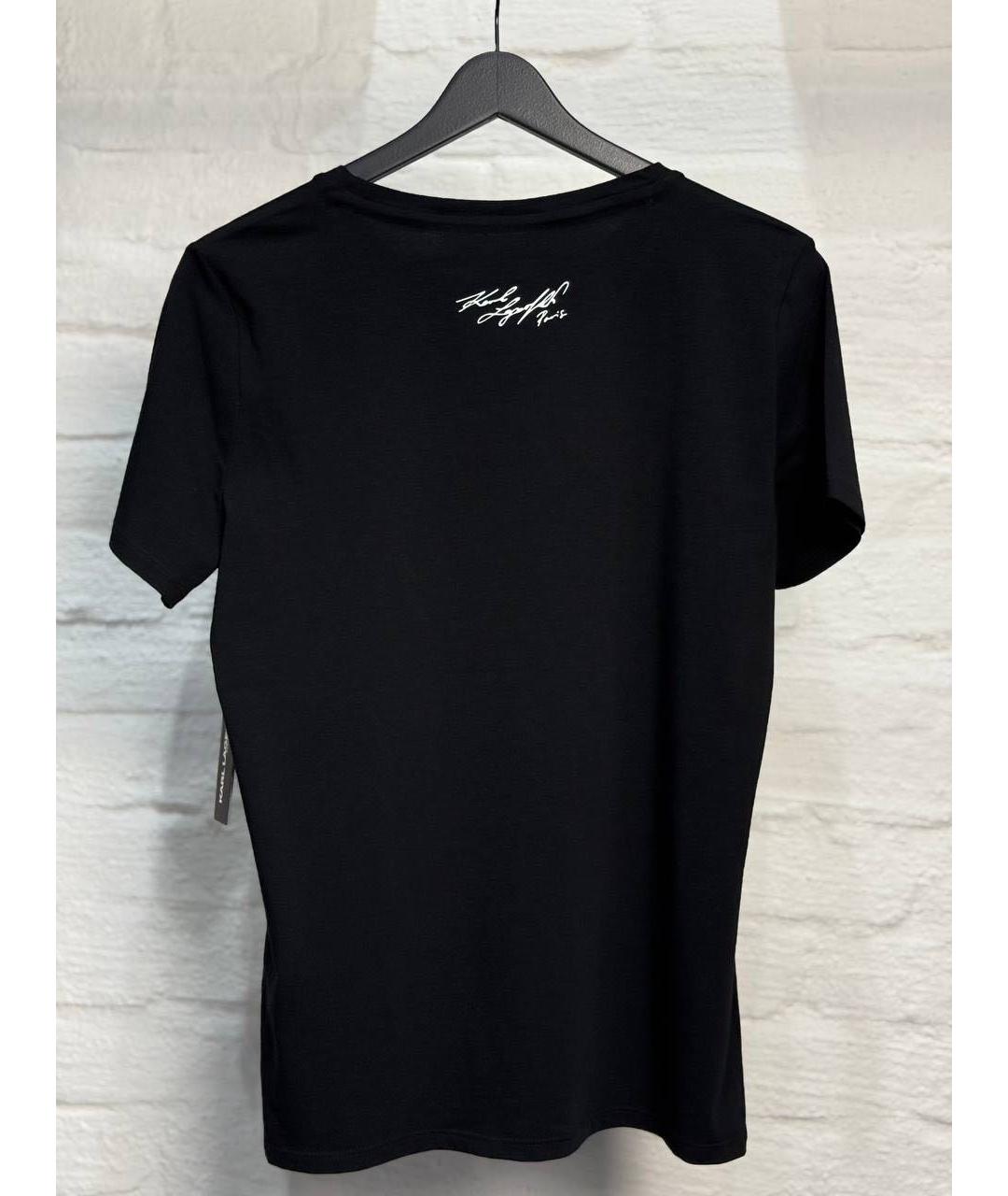 KARL LAGERFELD Черная хлопковая футболка, фото 3