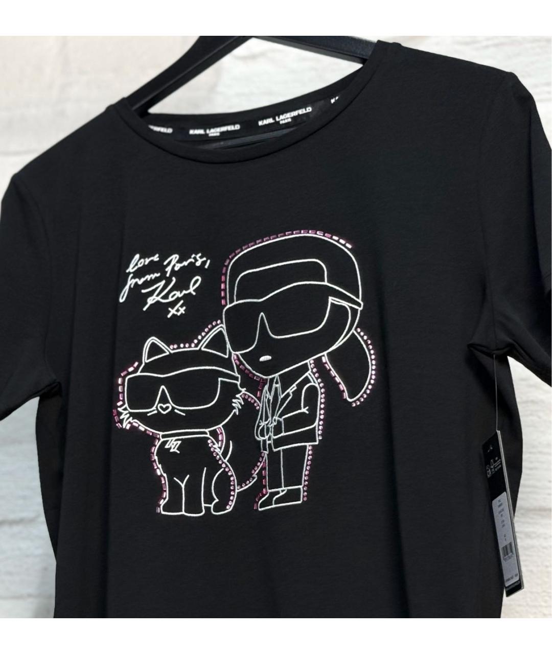 KARL LAGERFELD Черная хлопковая футболка, фото 4