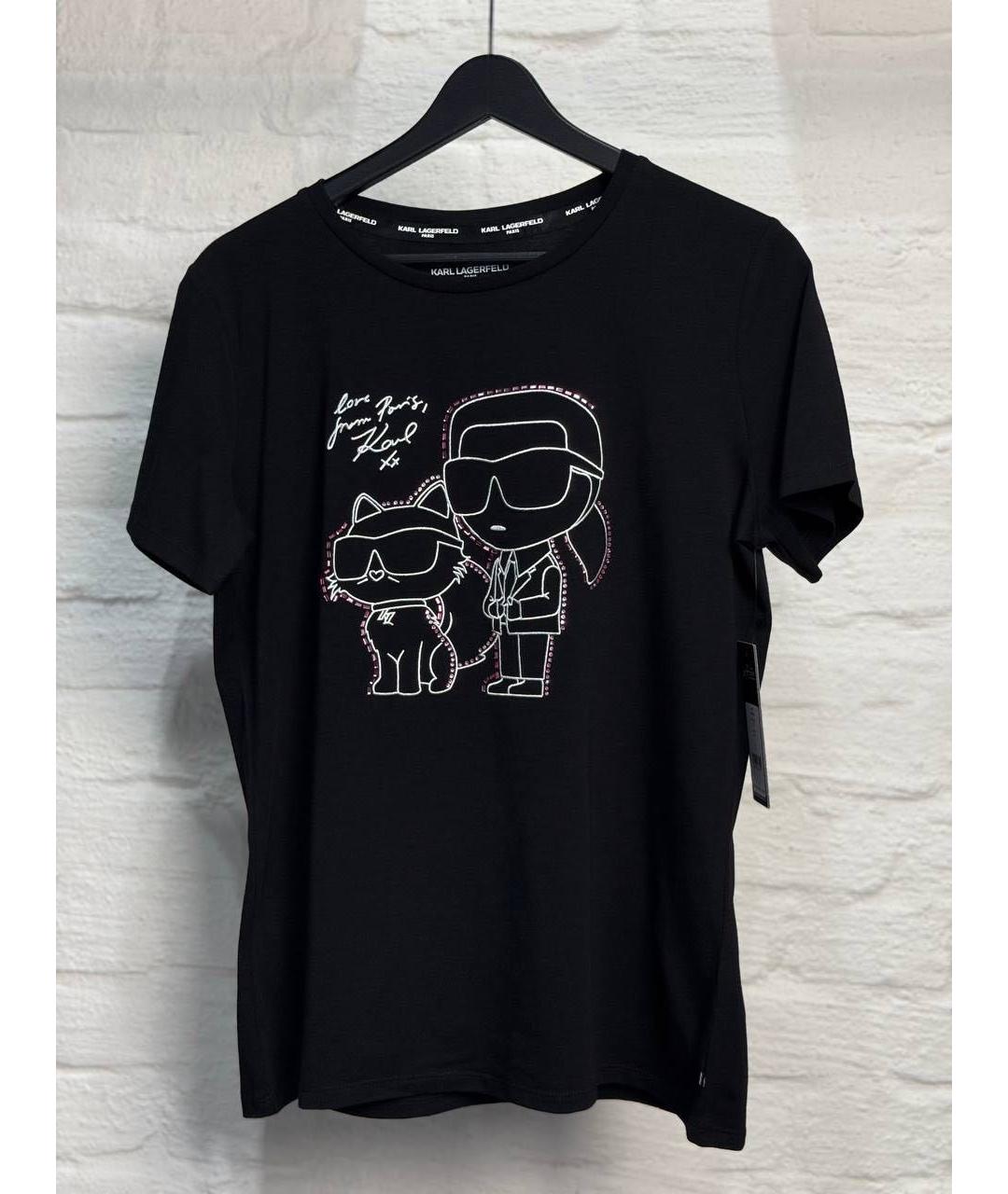 KARL LAGERFELD Черная хлопковая футболка, фото 6