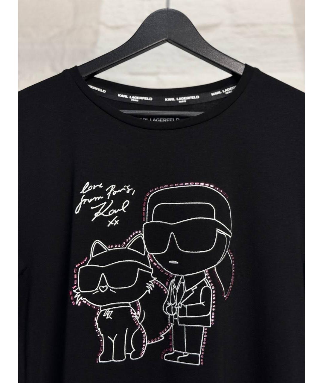 KARL LAGERFELD Черная хлопковая футболка, фото 2