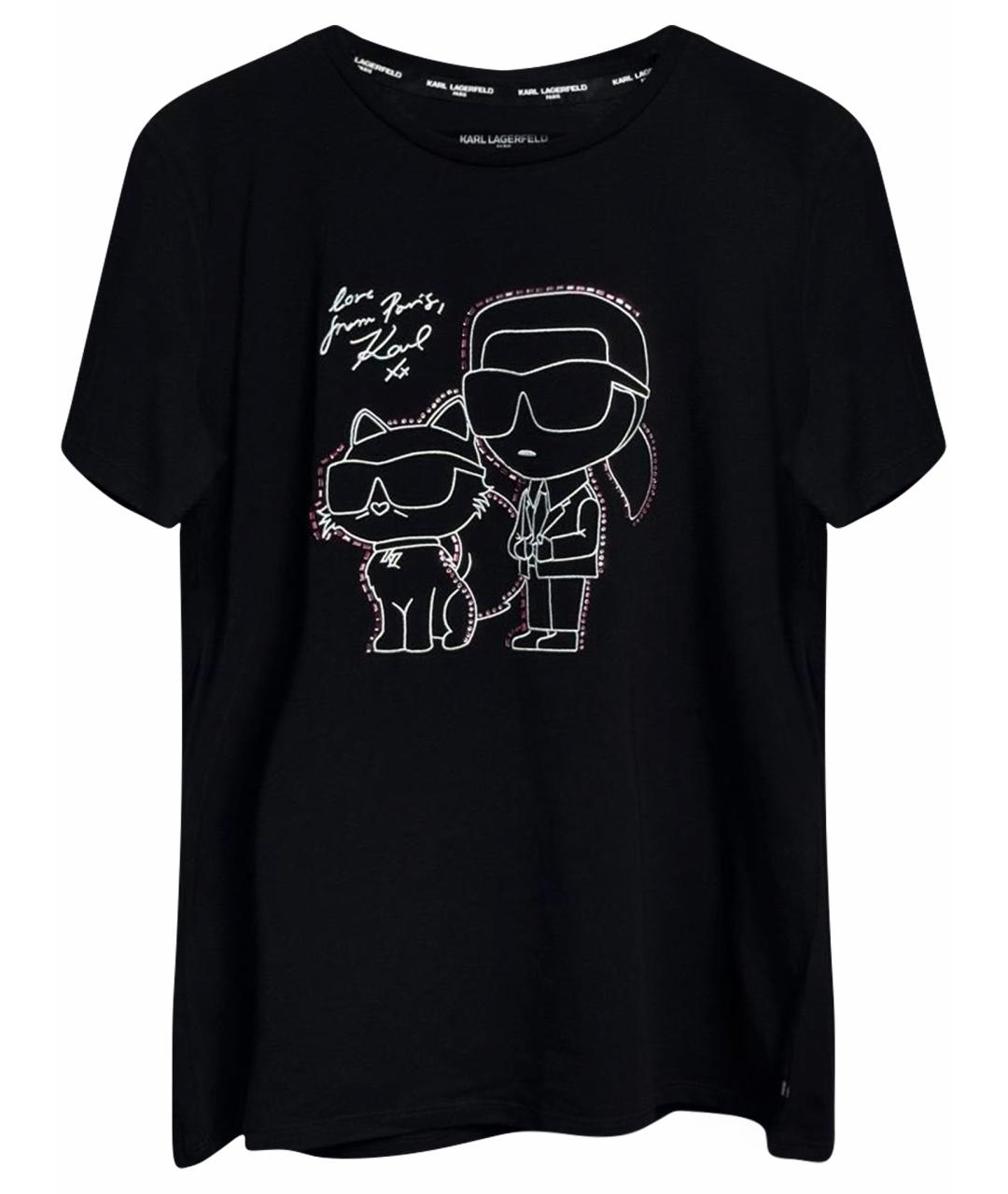 KARL LAGERFELD Черная хлопковая футболка, фото 1