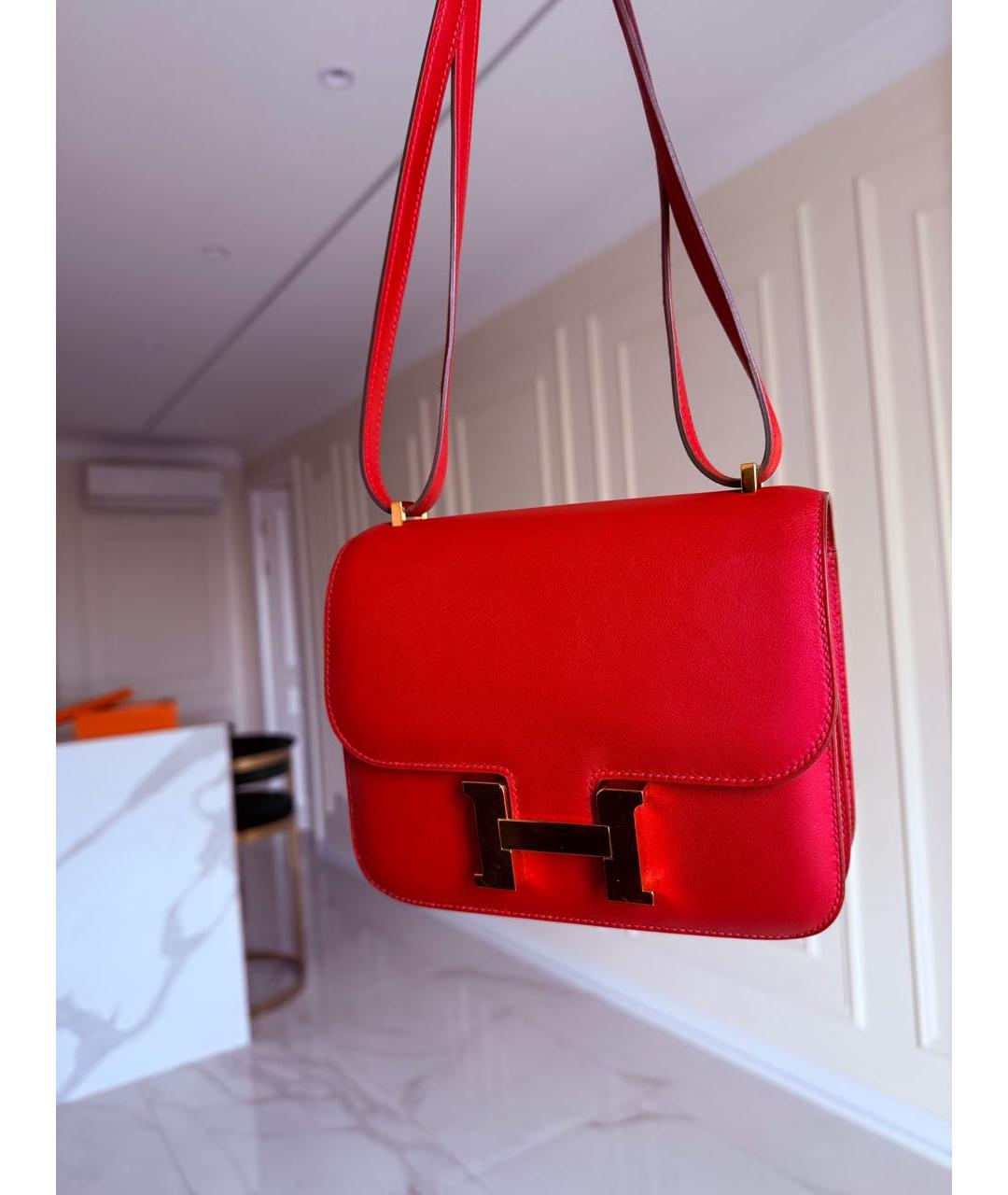 HERMES Красная кожаная сумка через плечо, фото 2