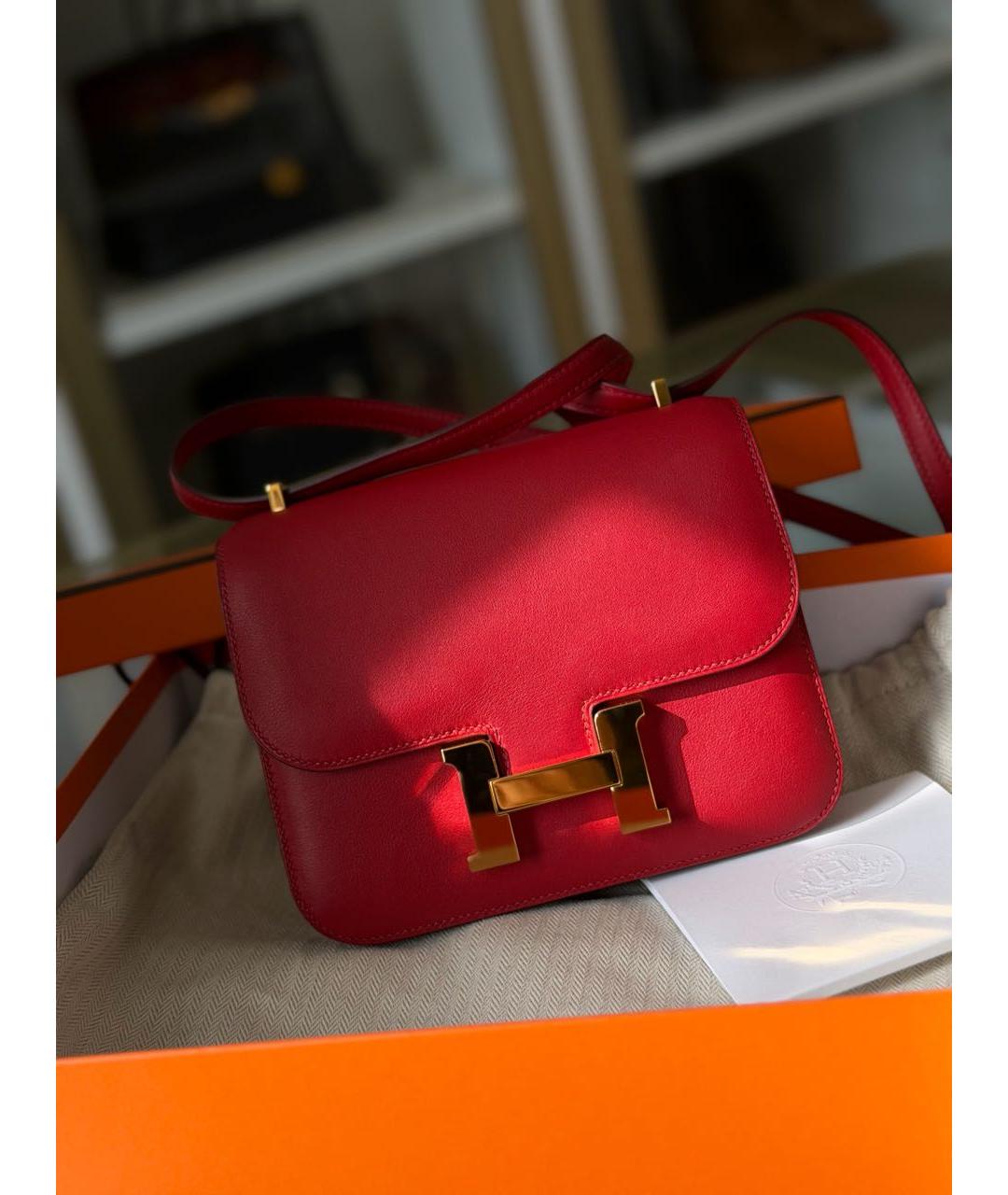 HERMES Красная кожаная сумка через плечо, фото 7