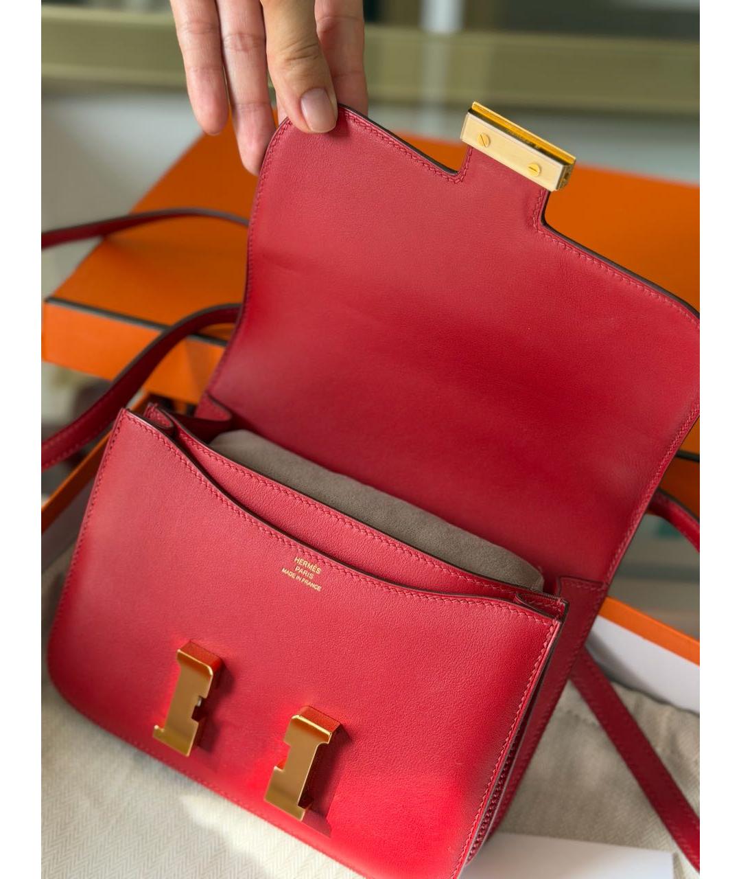 HERMES Красная кожаная сумка через плечо, фото 4