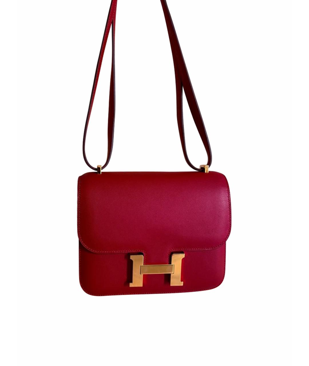 HERMES Красная кожаная сумка через плечо, фото 1