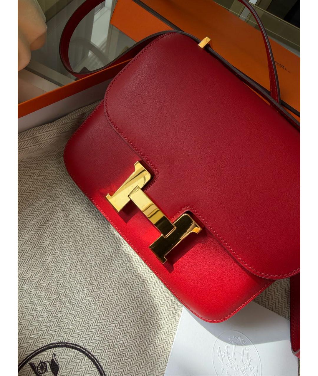 HERMES Красная кожаная сумка через плечо, фото 5