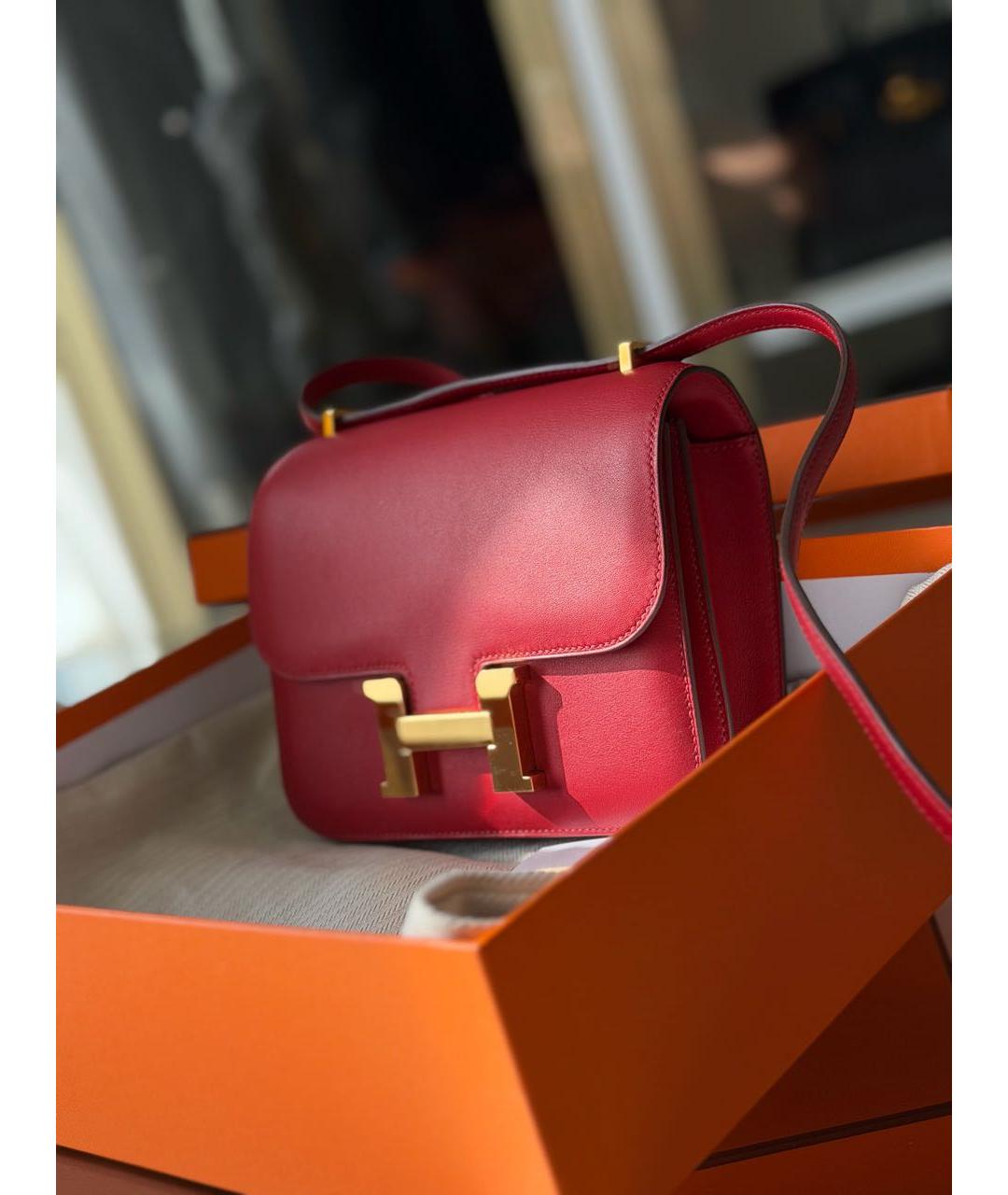 HERMES Красная кожаная сумка через плечо, фото 6