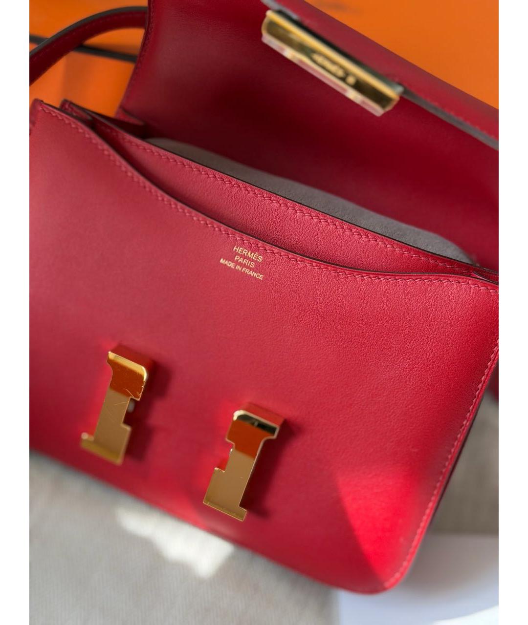 HERMES Красная кожаная сумка через плечо, фото 3