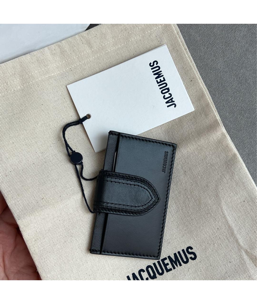 JACQUEMUS Черный кожаный кардхолдер, фото 4