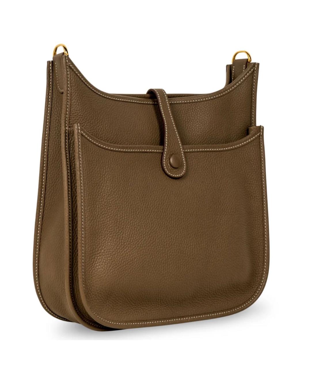 HERMES Бежевая кожаная сумка через плечо, фото 3