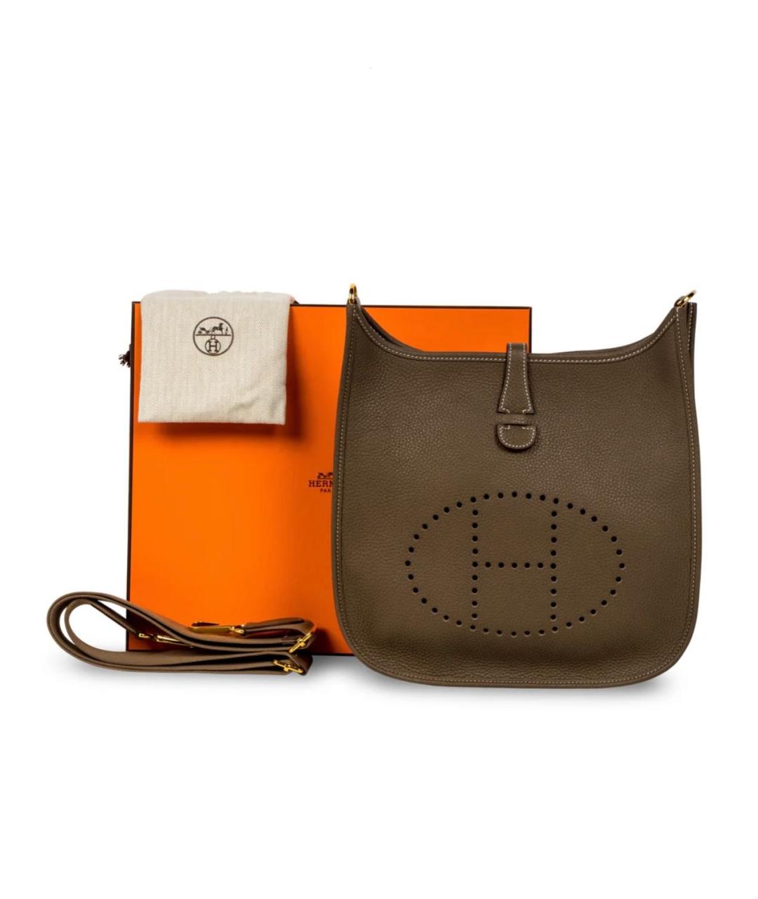 HERMES Бежевая кожаная сумка через плечо, фото 8