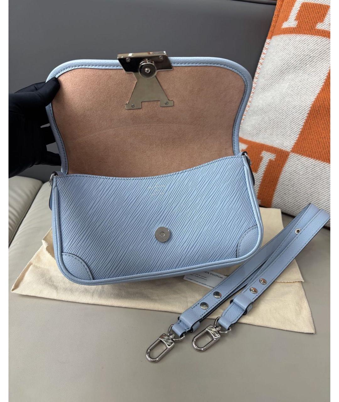 LOUIS VUITTON Голубая кожаная сумка через плечо, фото 6