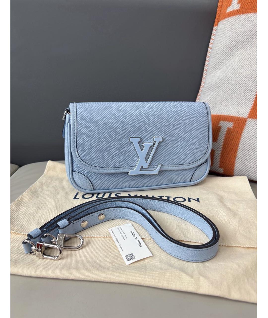 LOUIS VUITTON Голубая кожаная сумка через плечо, фото 8