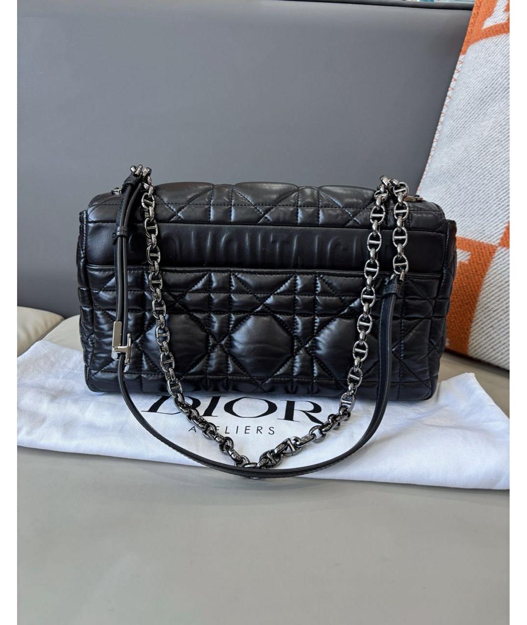 CHRISTIAN DIOR Черная кожаная сумка через плечо, фото 3