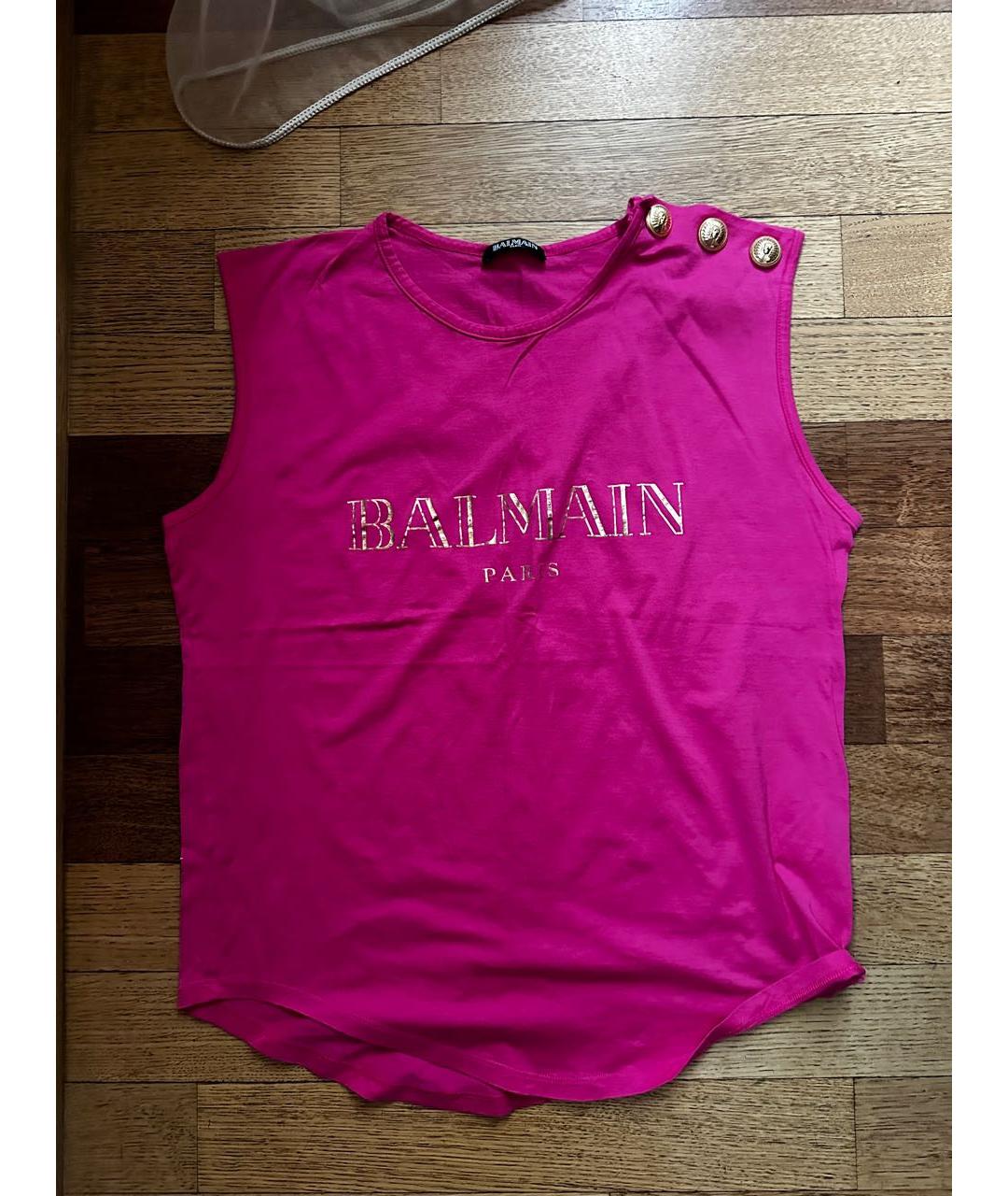 BALMAIN Розовая хлопковая майка, фото 6