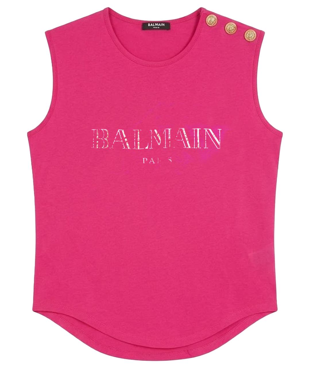 BALMAIN Розовая хлопковая майка, фото 1
