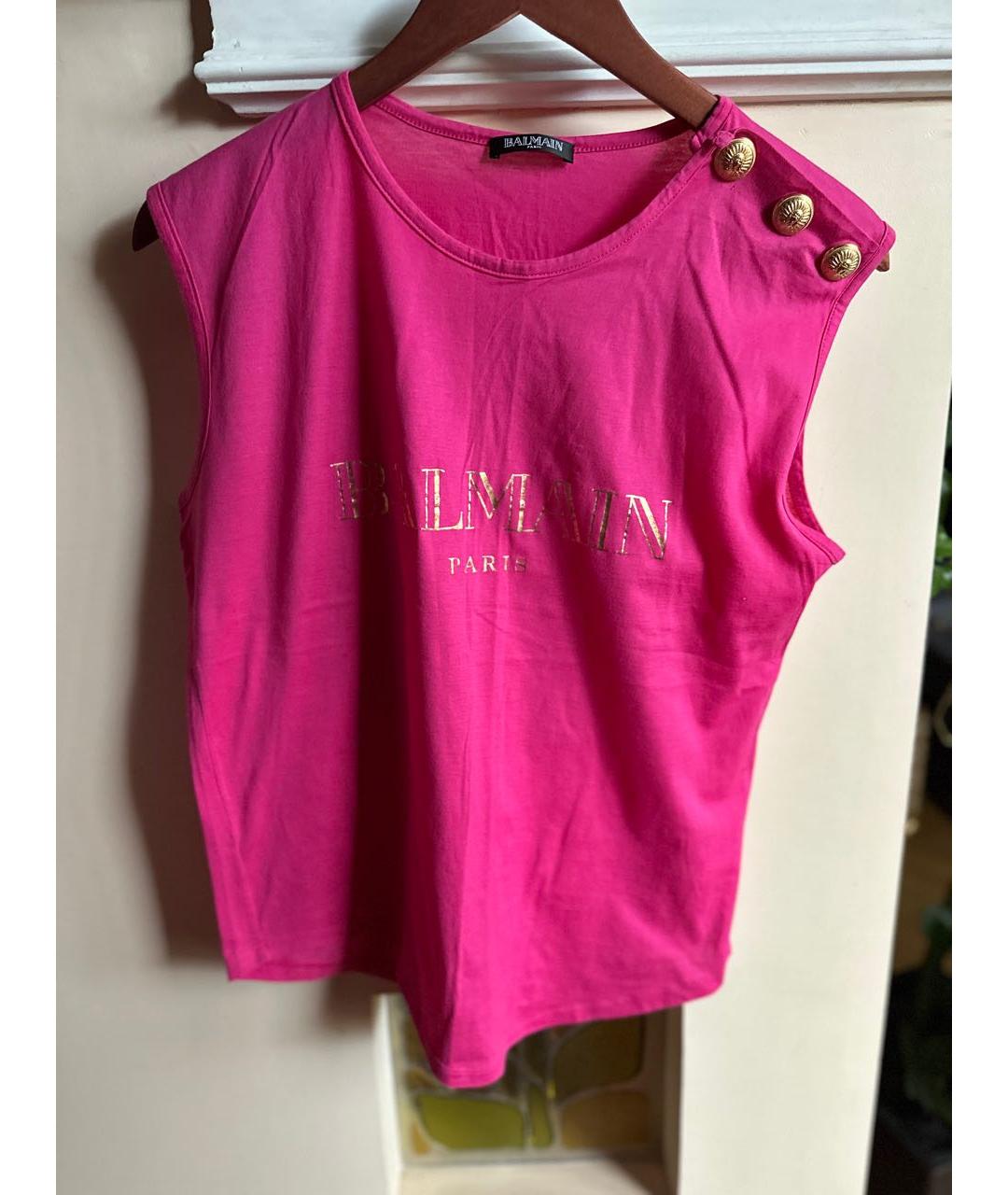 BALMAIN Розовая хлопковая майка, фото 2