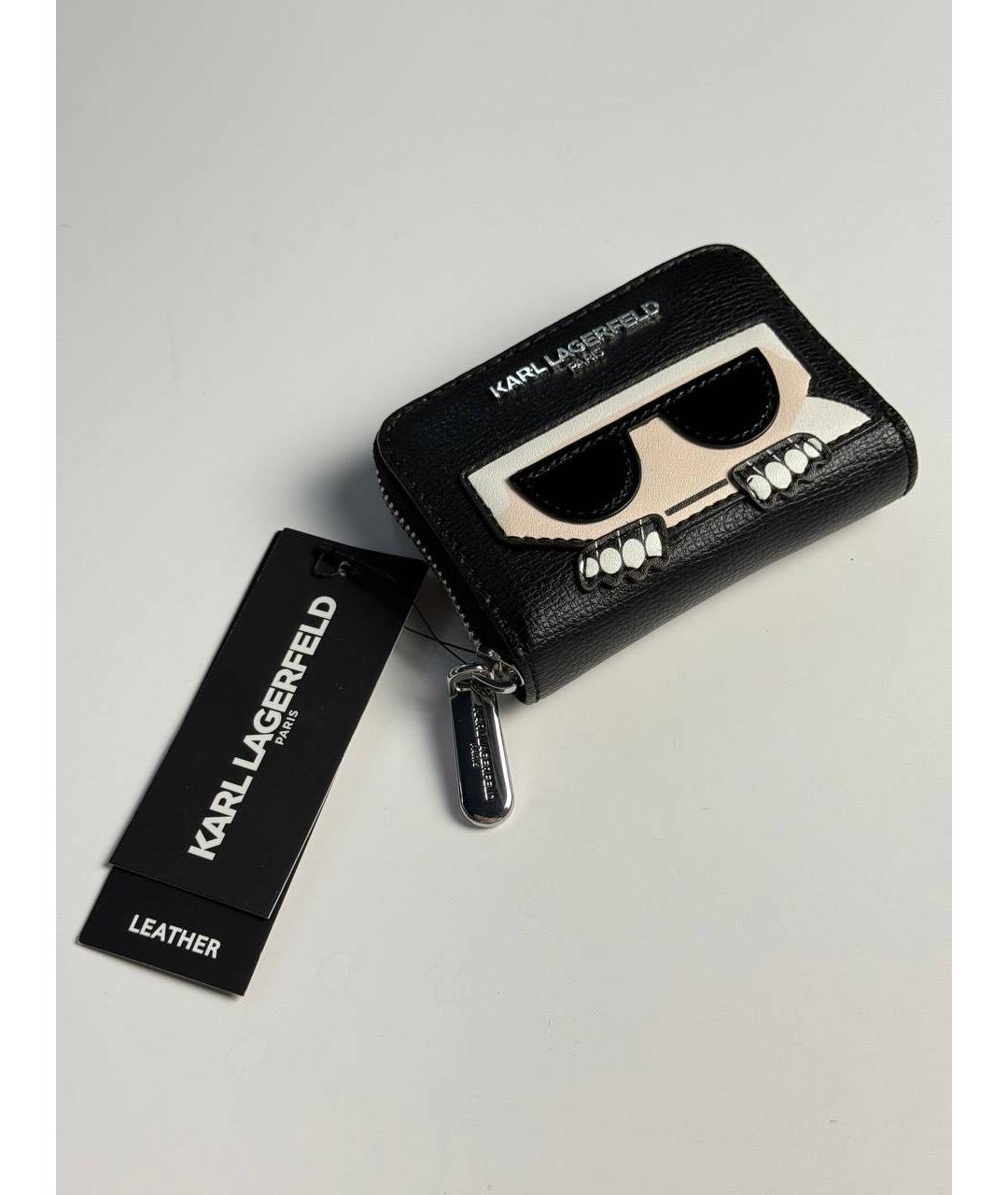 KARL LAGERFELD Черный кожаный кошелек, фото 2