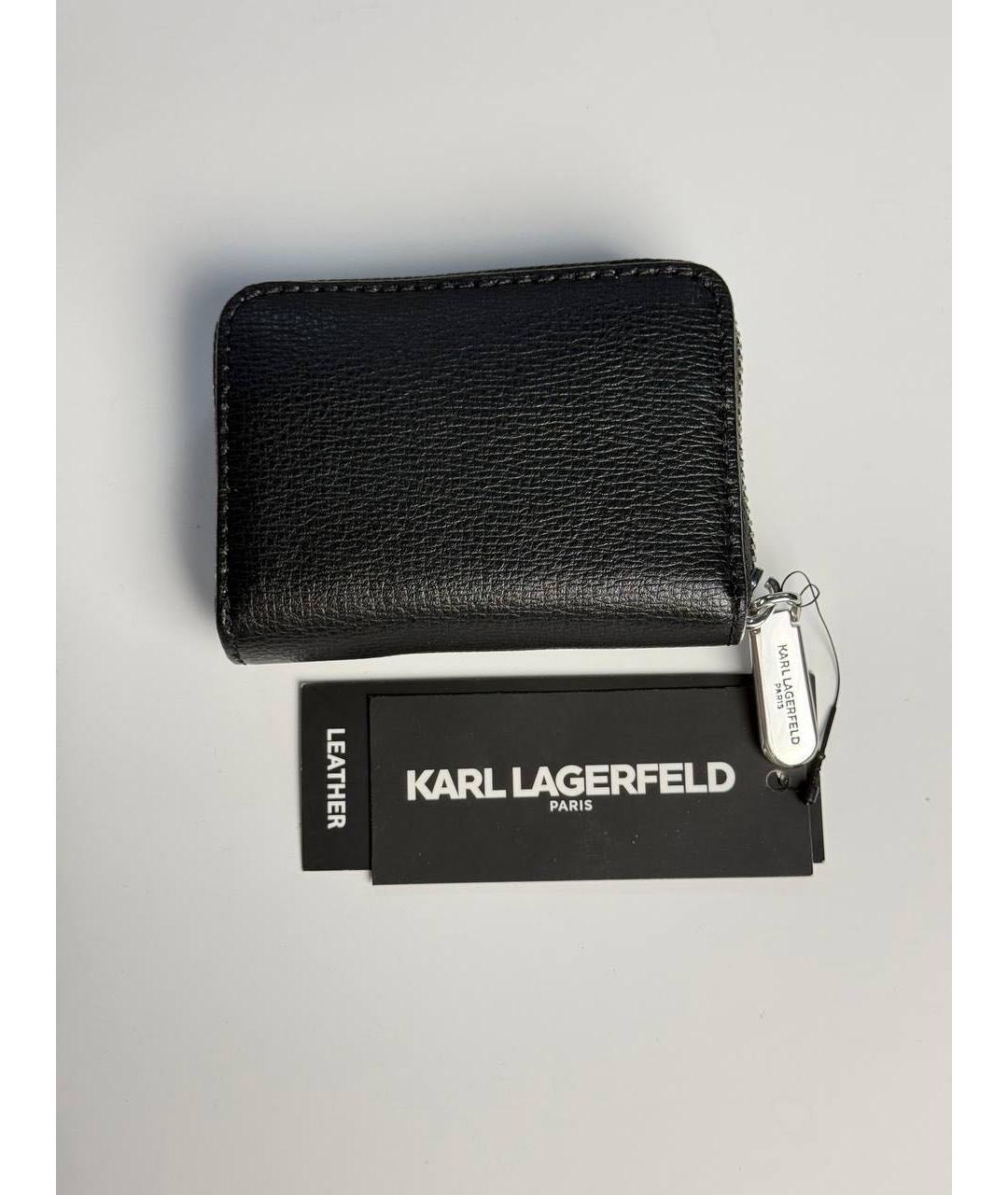 KARL LAGERFELD Черный кожаный кошелек, фото 4