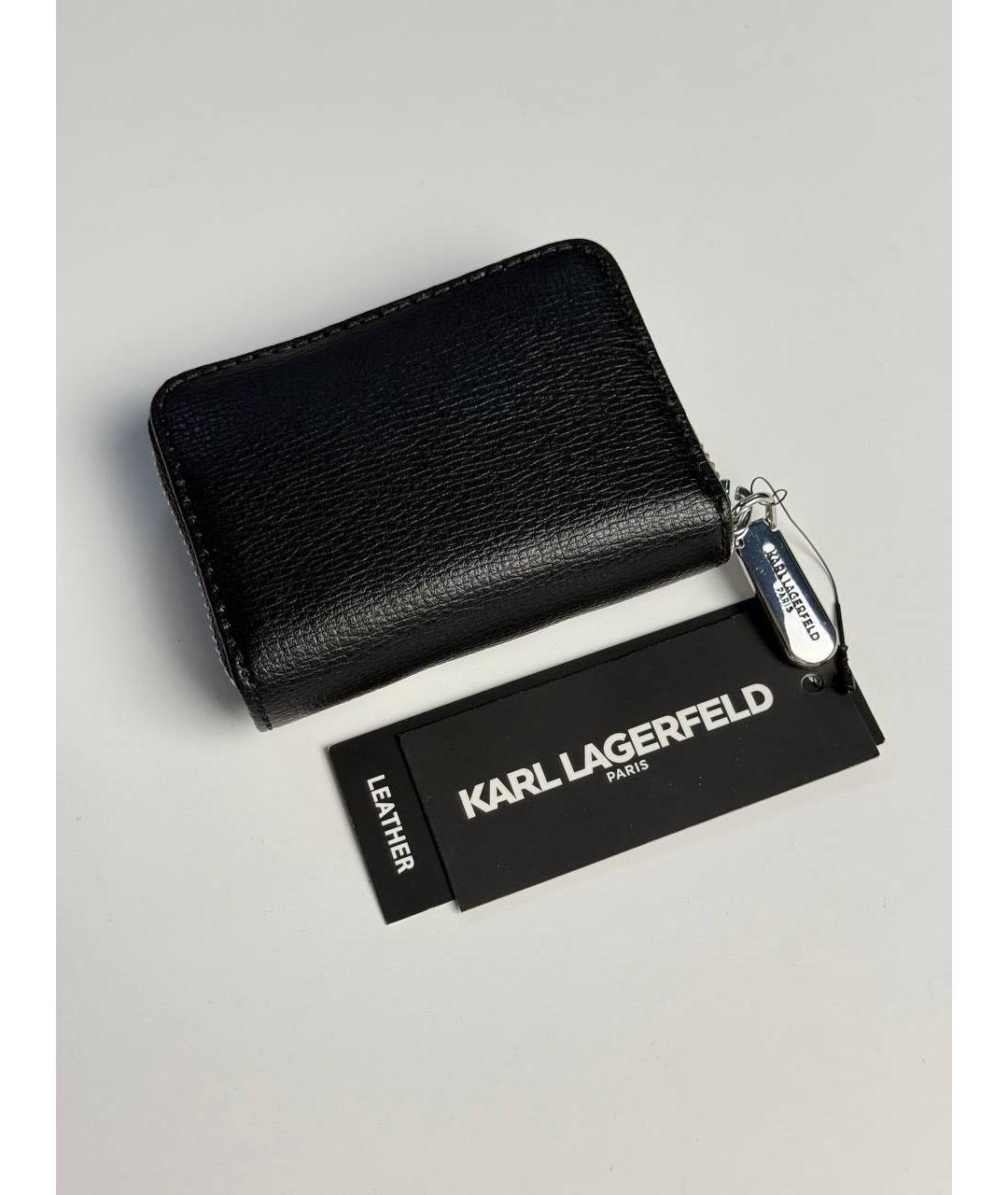 KARL LAGERFELD Черный кожаный кошелек, фото 5