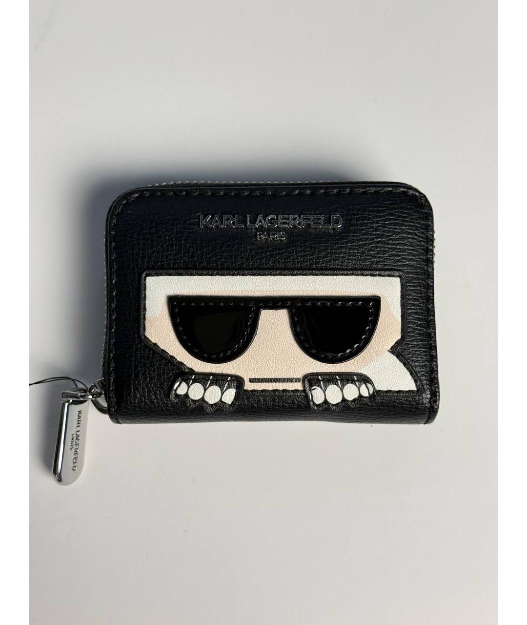 KARL LAGERFELD Черный кожаный кошелек, фото 7