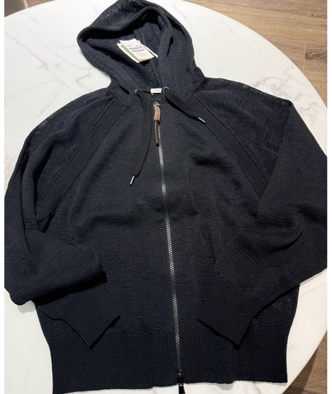 BRUNELLO CUCINELLI Черный хлопковый кардиган, фото 8