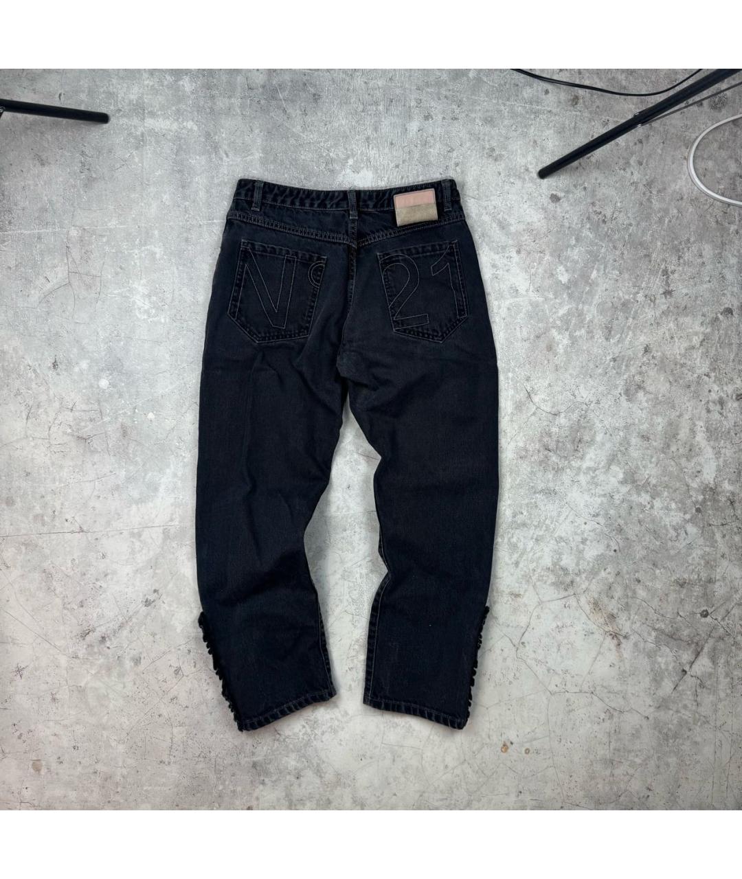 NO. 21 Антрацитовые хлопковые прямые джинсы, фото 2