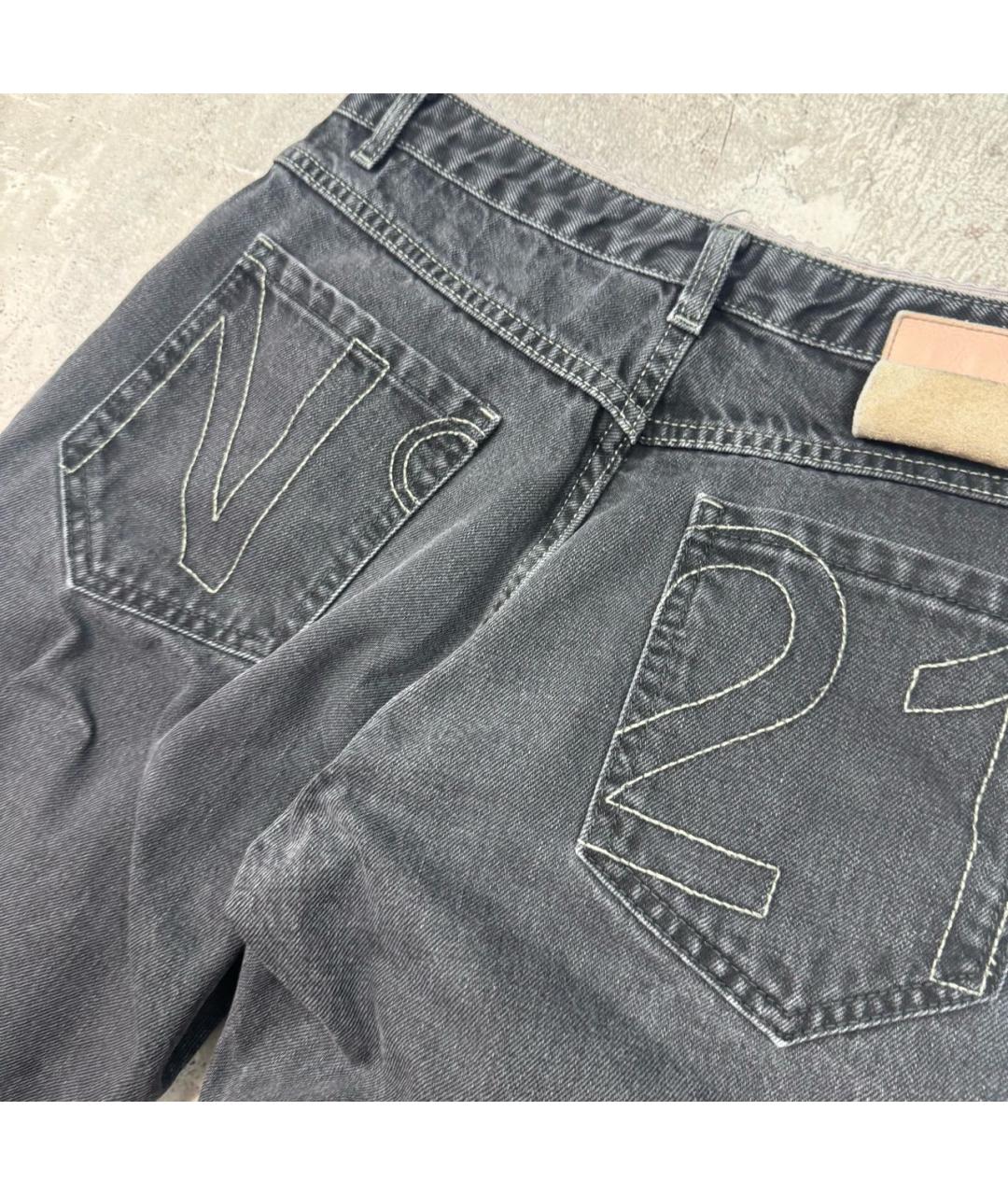 NO. 21 Антрацитовые хлопковые прямые джинсы, фото 9