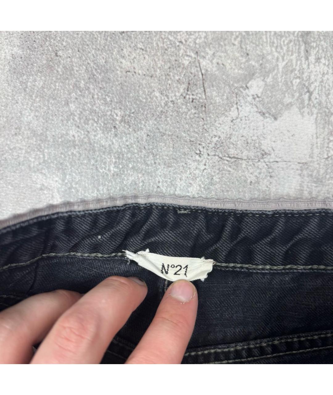 NO. 21 Антрацитовые хлопковые прямые джинсы, фото 7