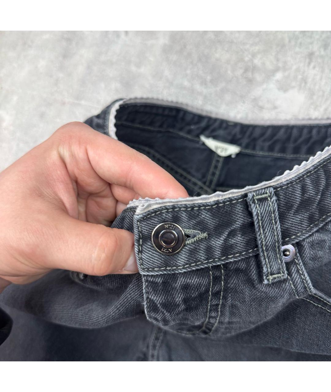 NO. 21 Антрацитовые хлопковые прямые джинсы, фото 6