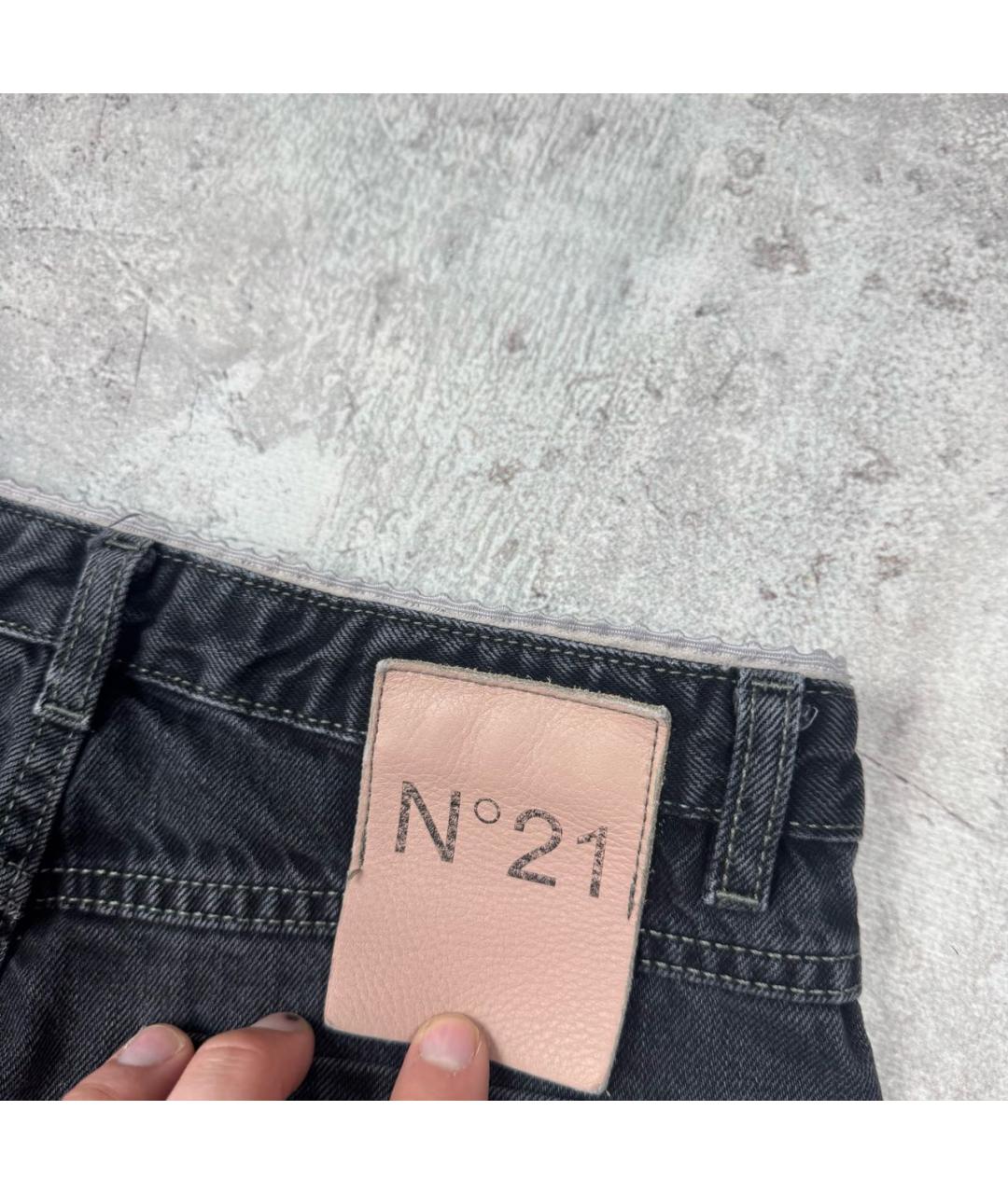 NO. 21 Антрацитовые хлопковые прямые джинсы, фото 3