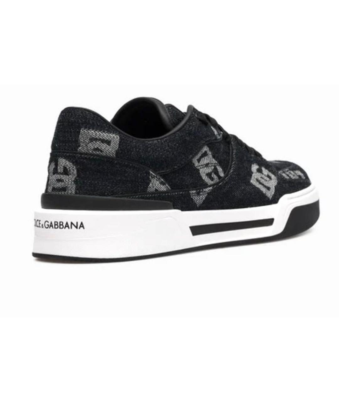 DOLCE&GABBANA Темно-синие кожаные низкие кроссовки / кеды, фото 4