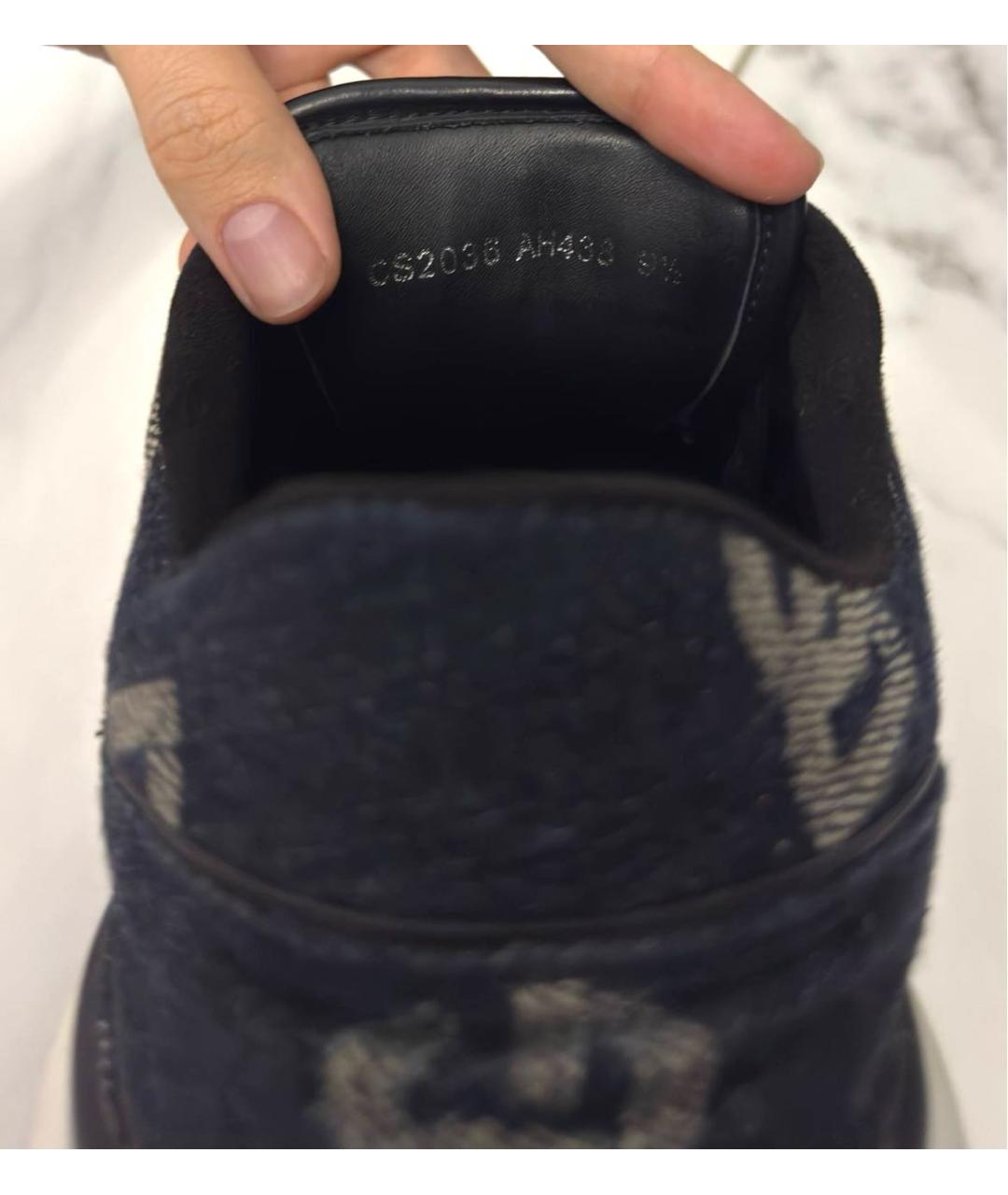 DOLCE&GABBANA Темно-синие кожаные низкие кроссовки / кеды, фото 8