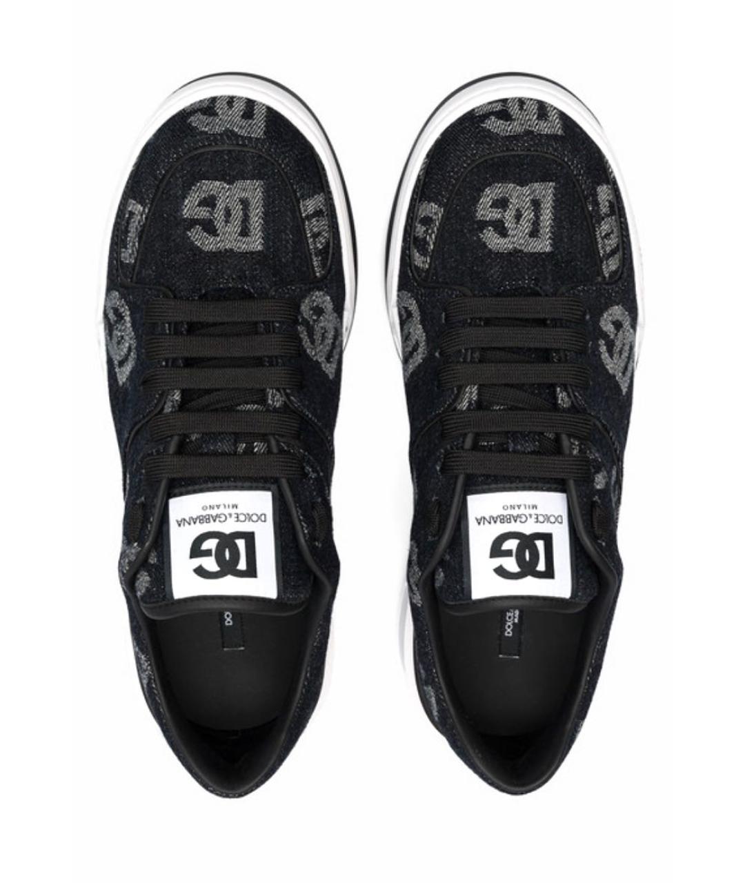 DOLCE&GABBANA Темно-синие кожаные низкие кроссовки / кеды, фото 3