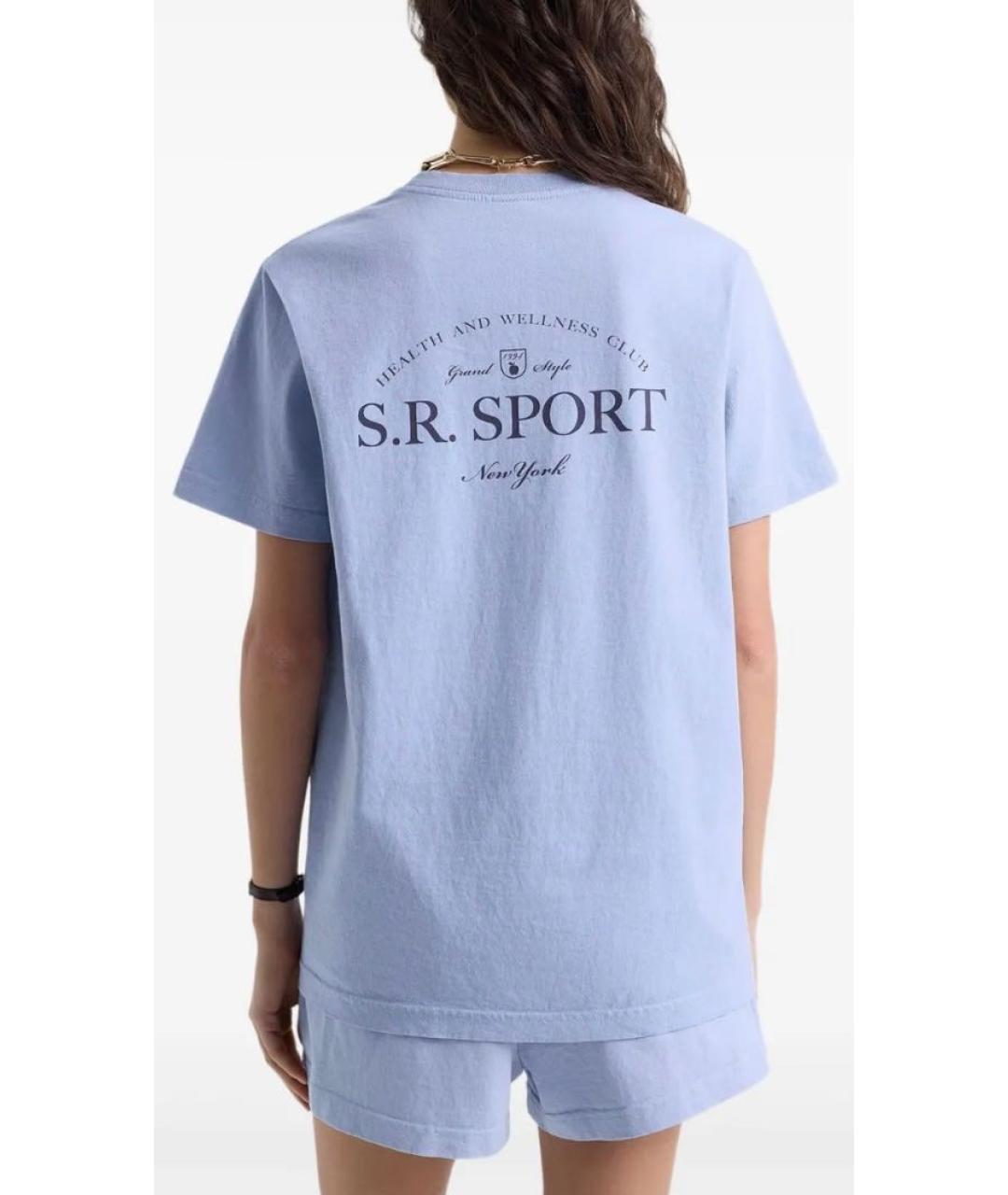 SPORTY AND RICH Голубая хлопковая футболка, фото 2